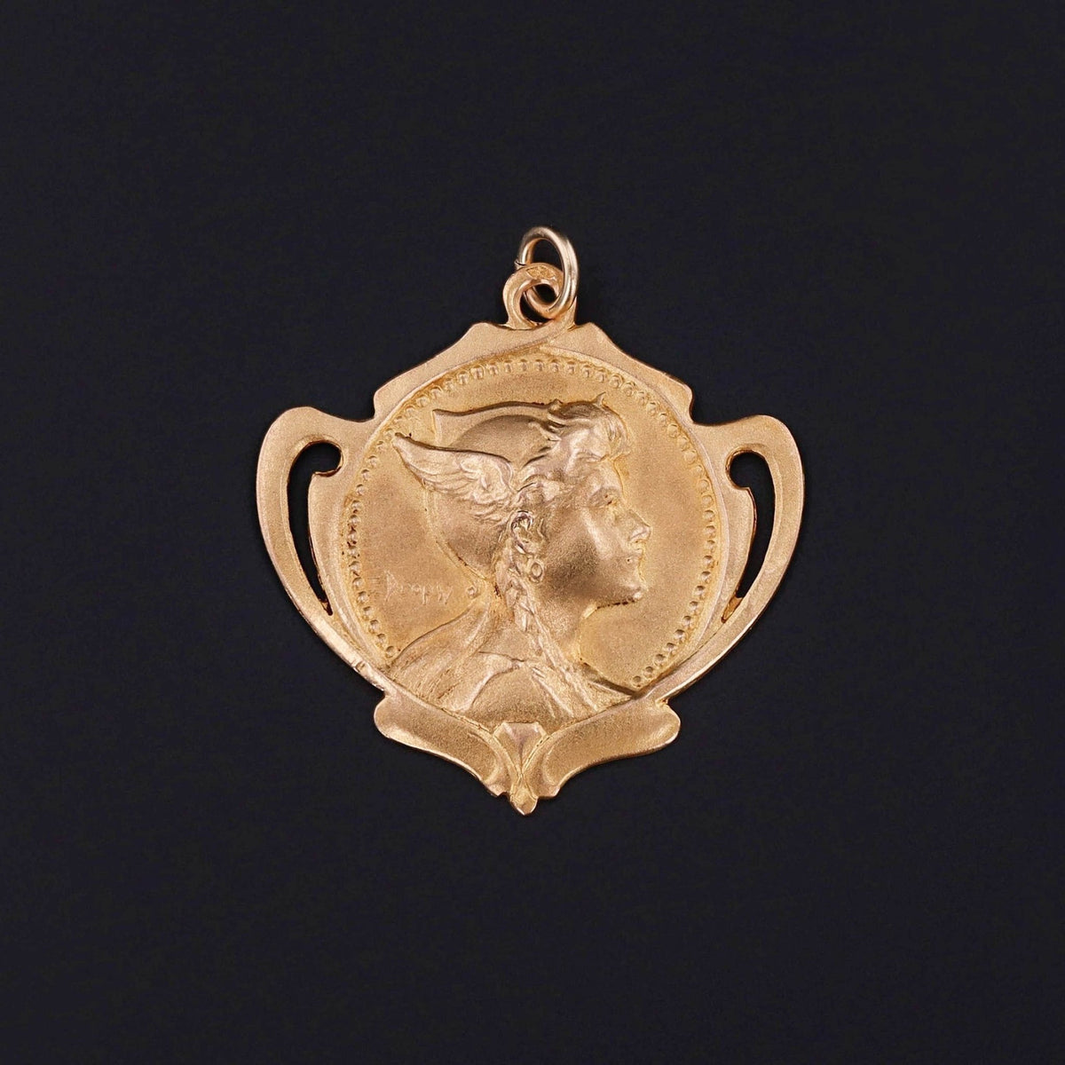 Antique French Gallia Pendant in 18k Gold by Emile Dropsy - Trademark Antiques