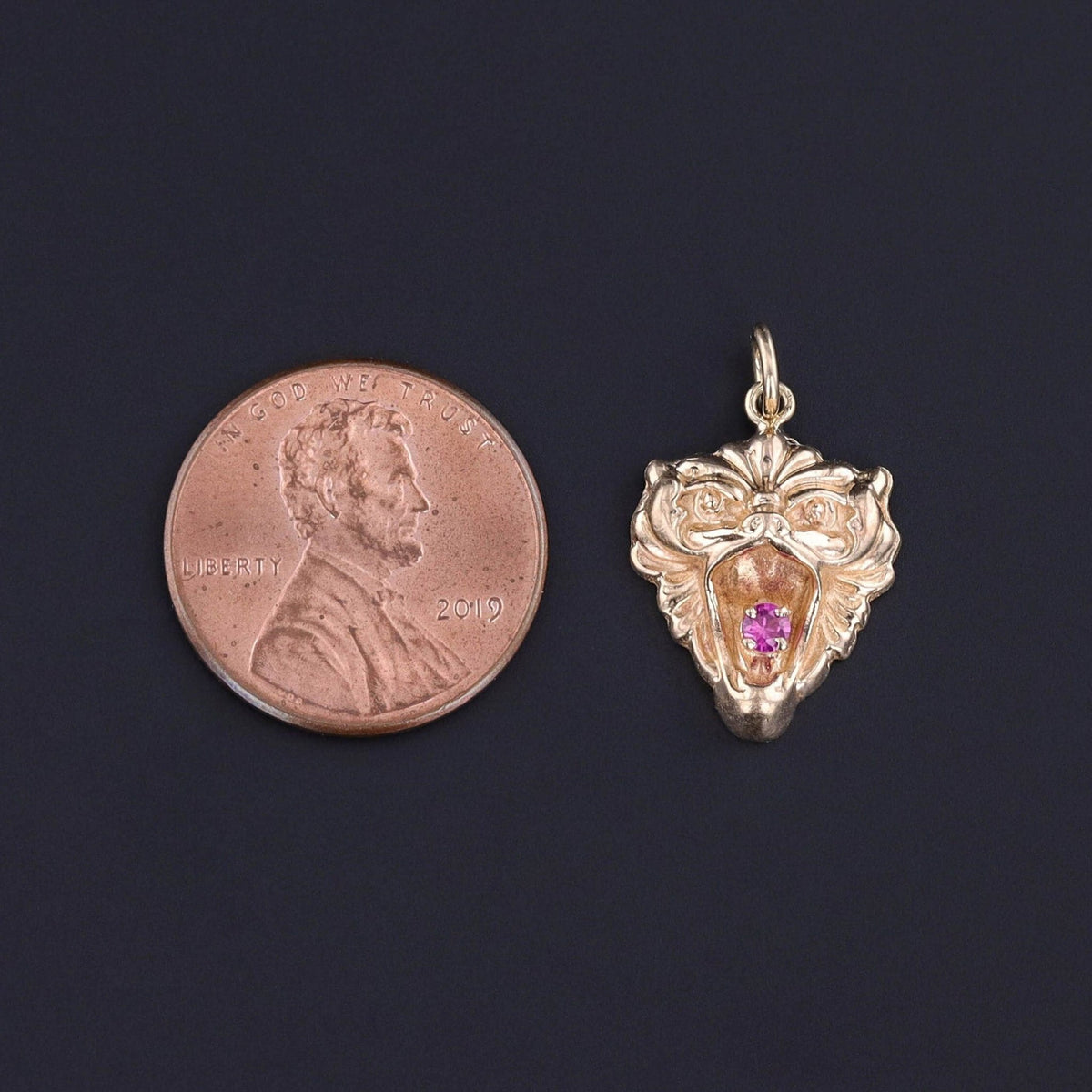 Antique Gargoyle Conversion Charm of 14k Gold - Trademark Antiques