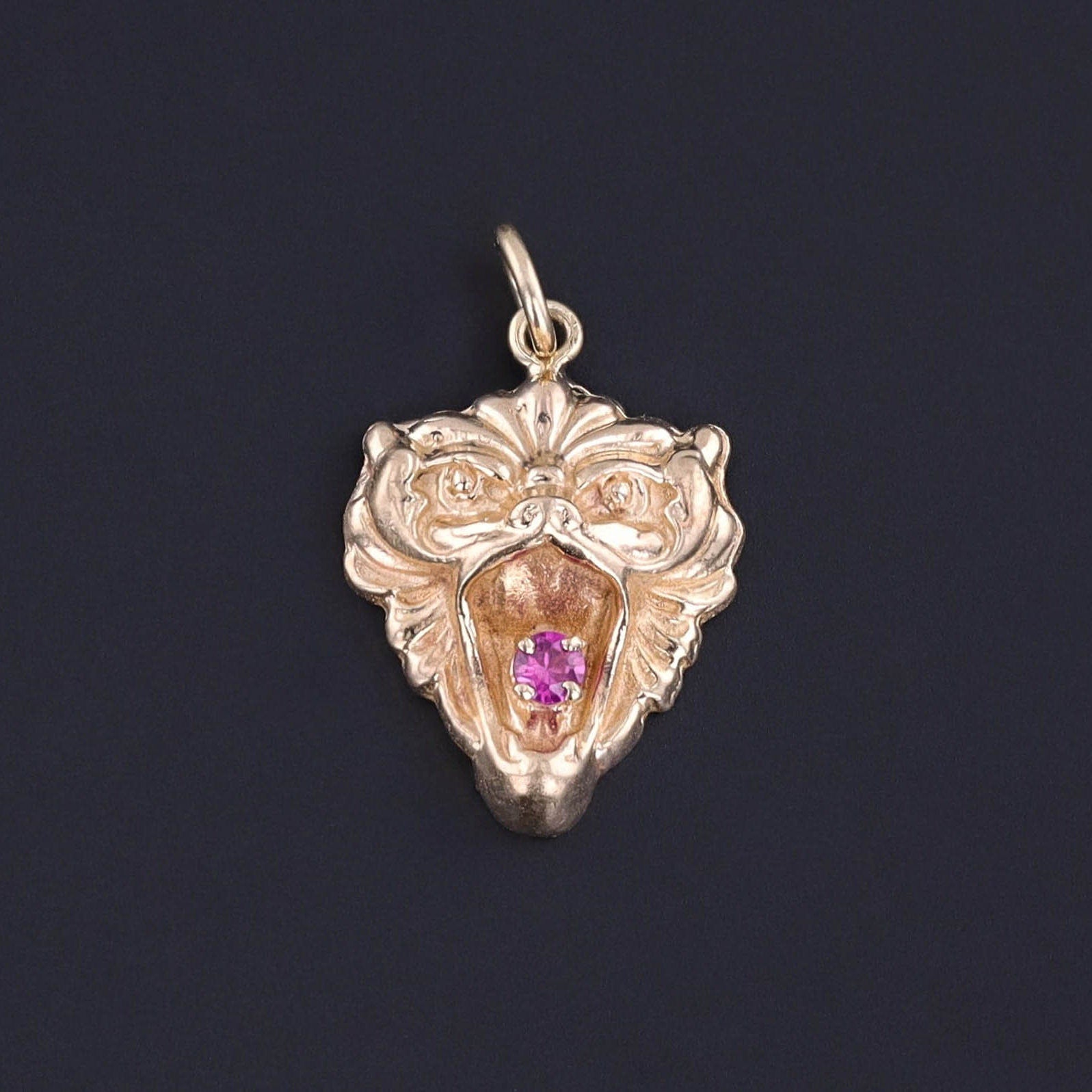 Antique Gargoyle Conversion Charm of 14k Gold - Trademark Antiques