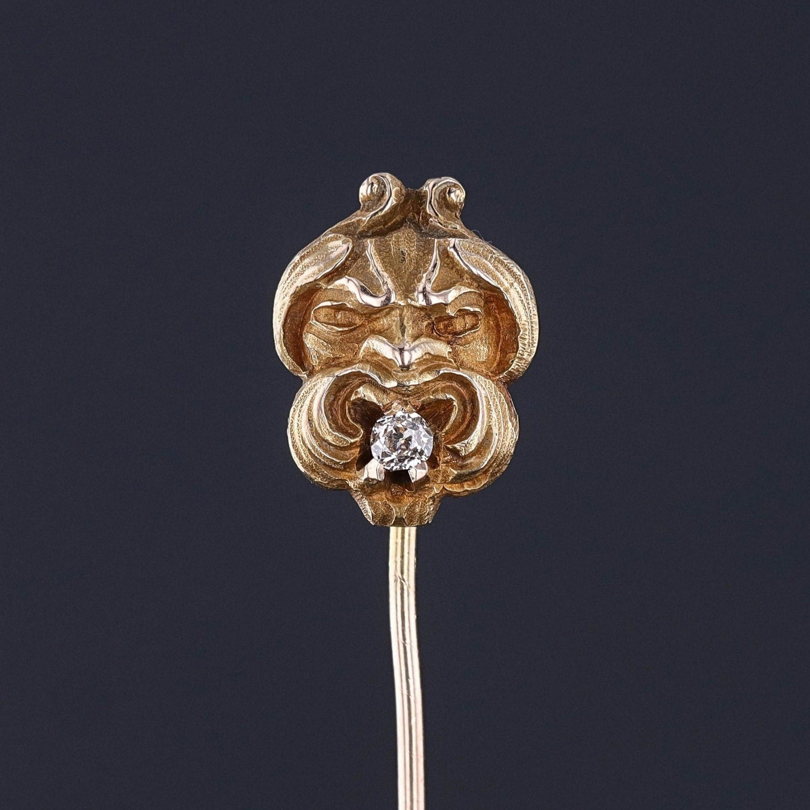 Antique Gargoyle Stickpin of 14k Gold - Trademark Antiques