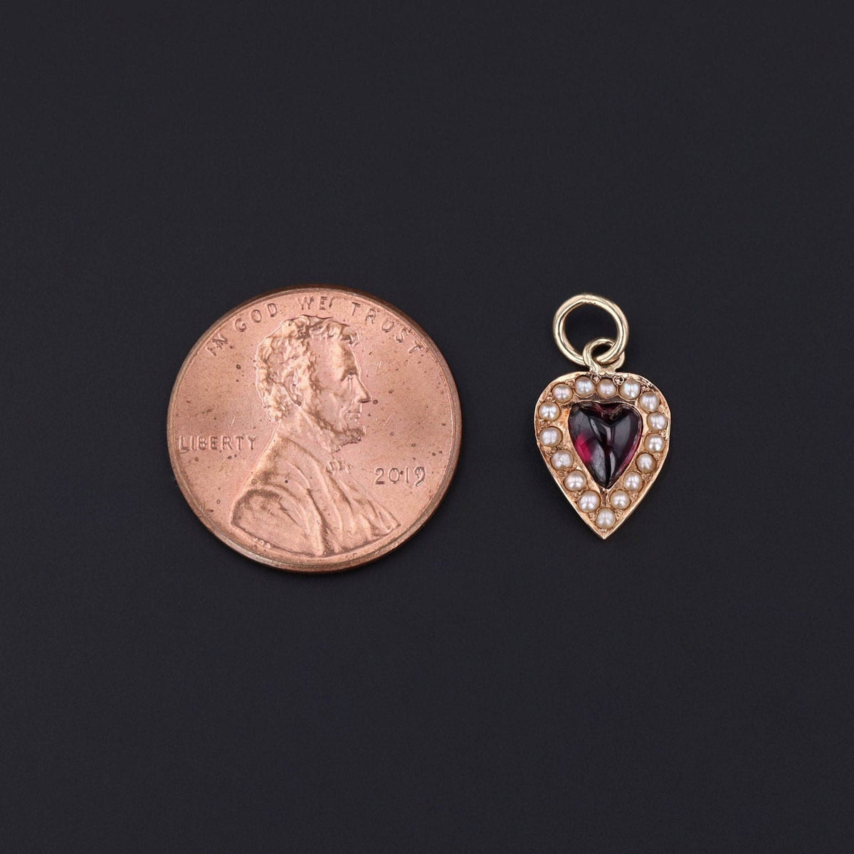 Antique Garnet and Pearl Charm of 14k Gold - Trademark Antiques