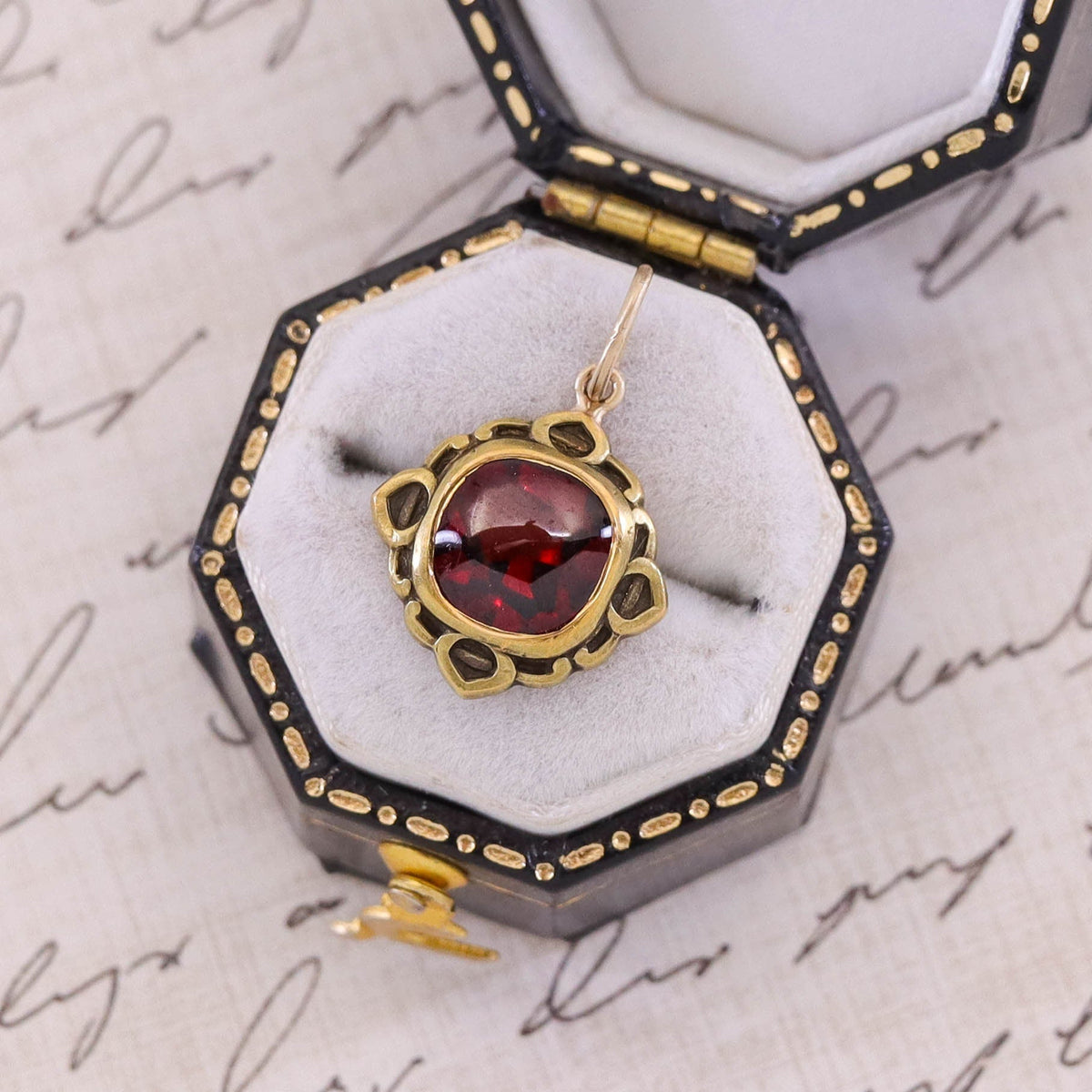 Antique Garnet Charm of 14k Gold - Trademark Antiques