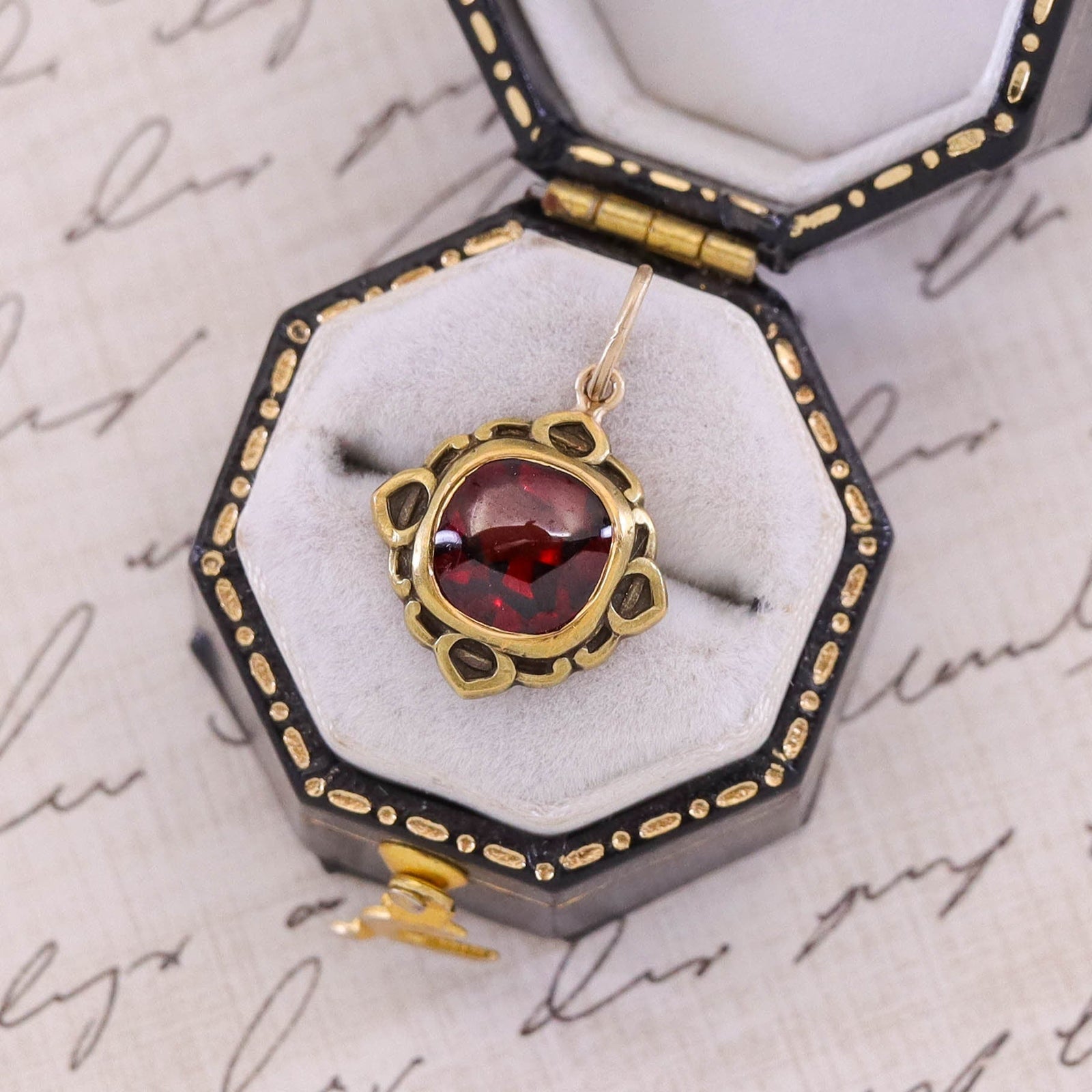 Antique Garnet Charm of 14k Gold - Trademark Antiques