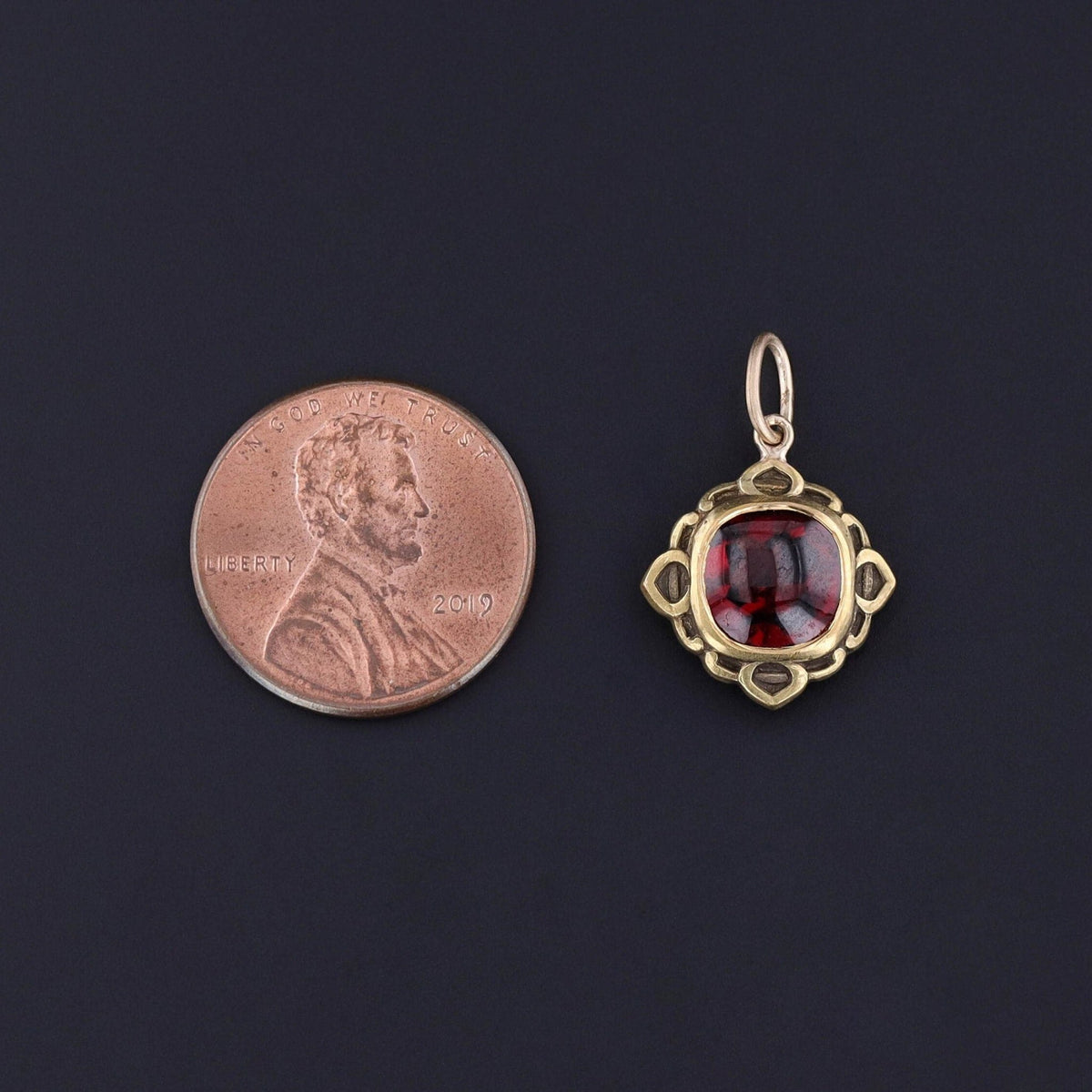 Antique Garnet Charm of 14k Gold - Trademark Antiques
