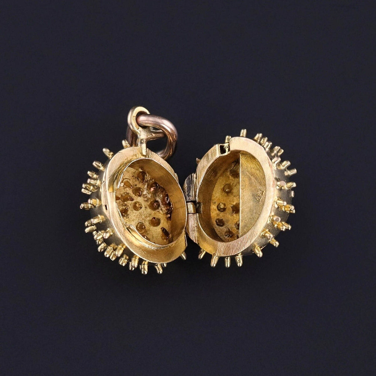 Antique Garnet Chestnut Locket of 14k Gold - Trademark Antiques