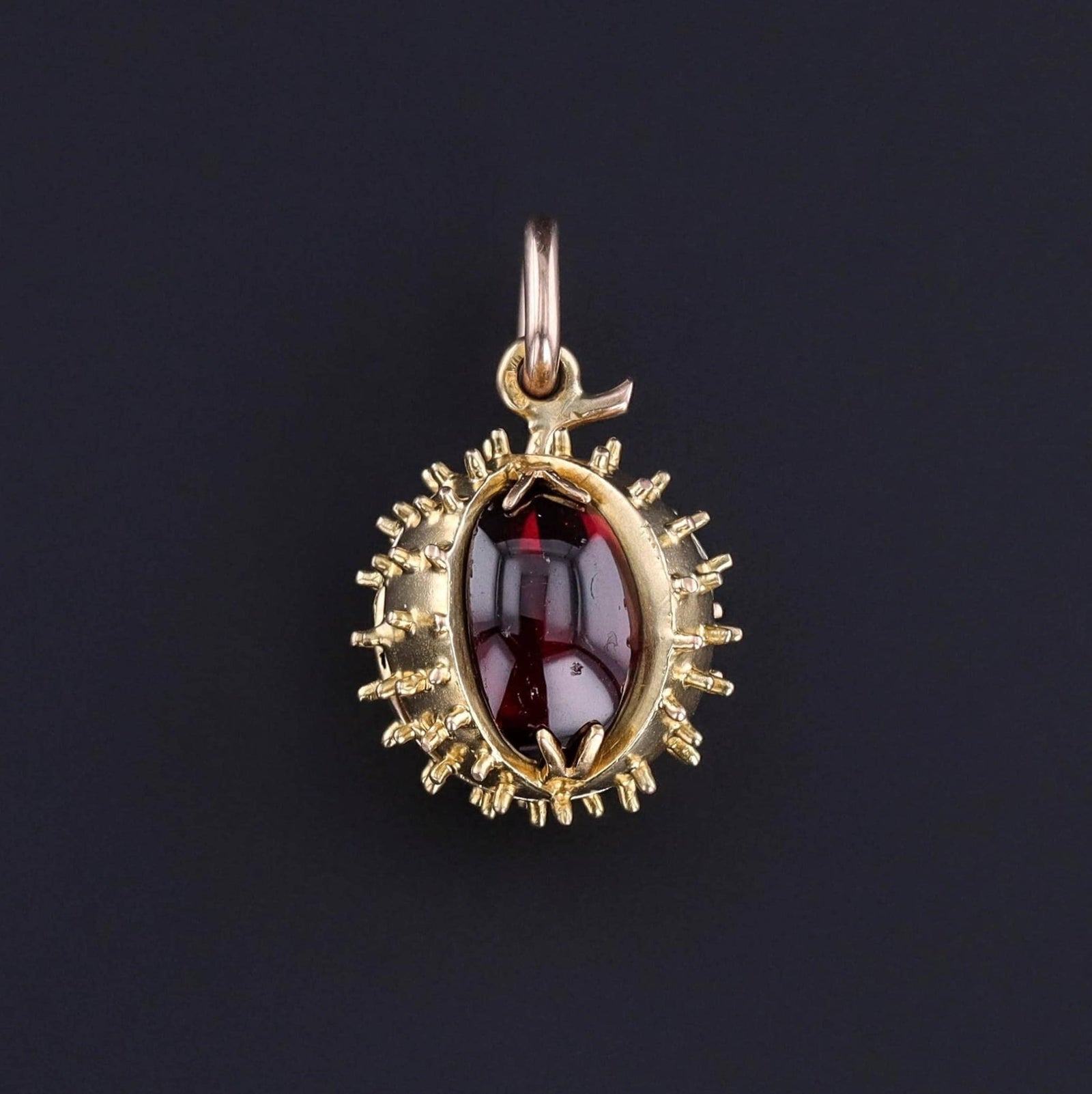 Antique Garnet Chestnut Locket of 14k Gold - Trademark Antiques
