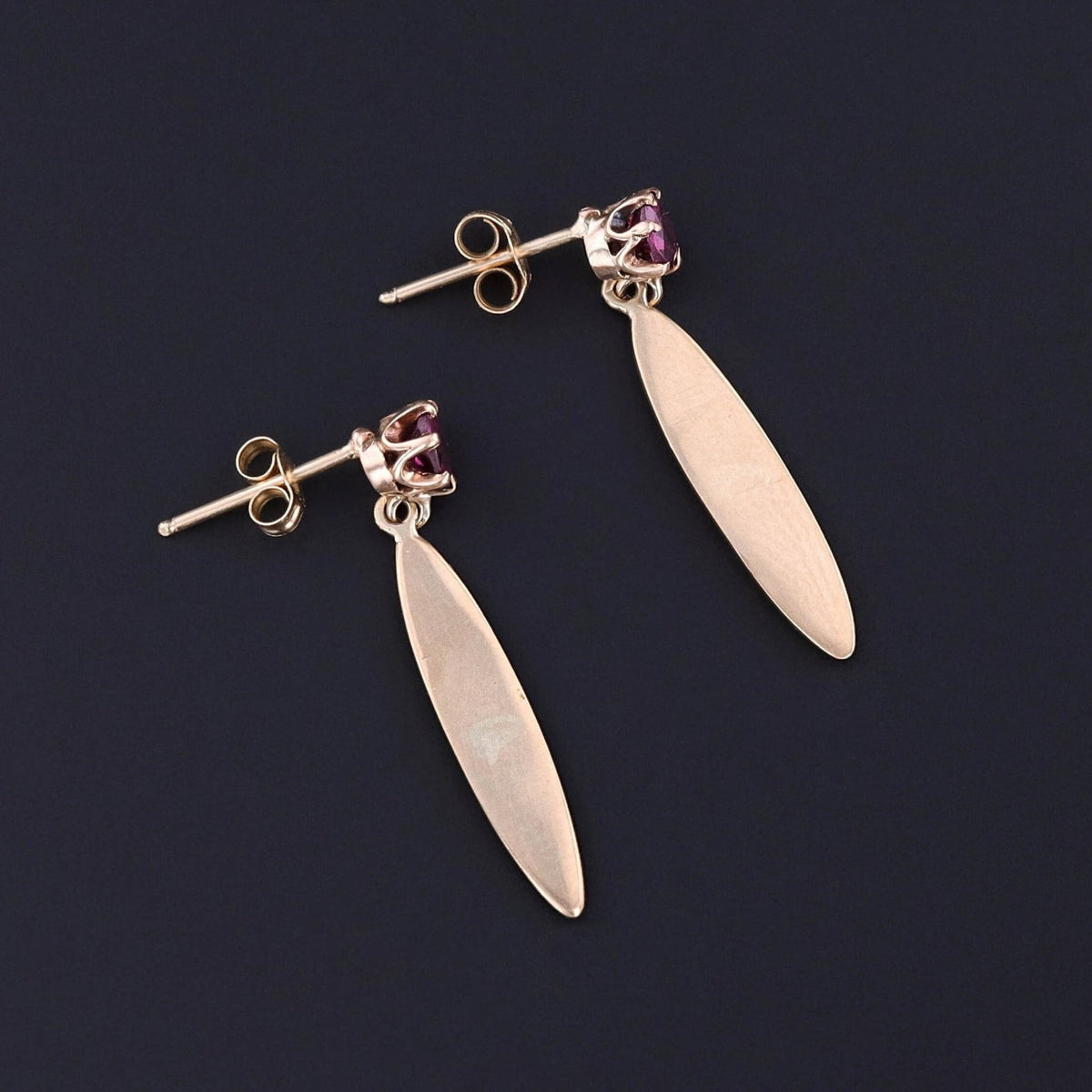 Antique Garnet Conversion Earrings of 10k &amp; 18k Gold - Trademark Antiques