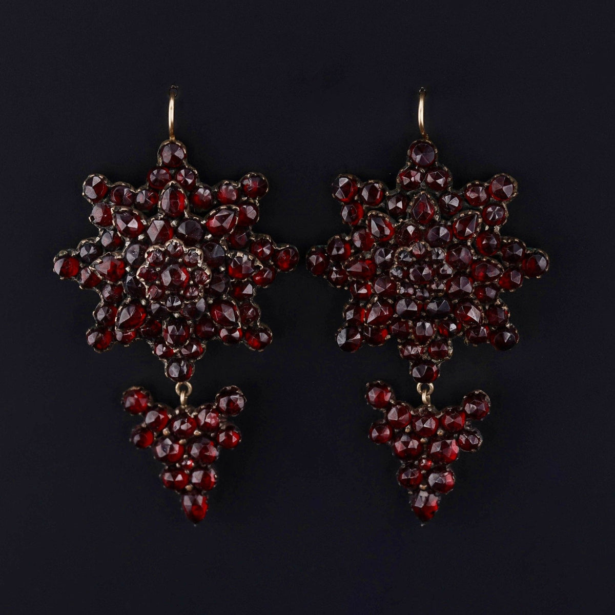 Antique Garnet Earrings | Garnet Pin Conversion Earrings - Trademark Antiques