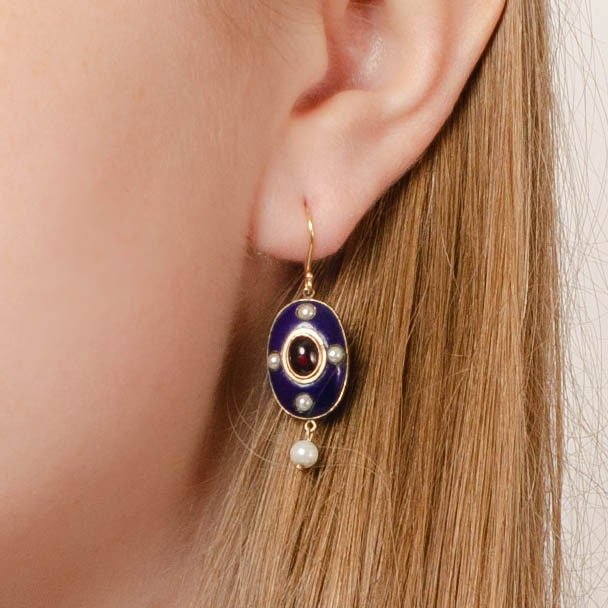 Antique Garnet Earrings | Victorian Earrings - Trademark Antiques