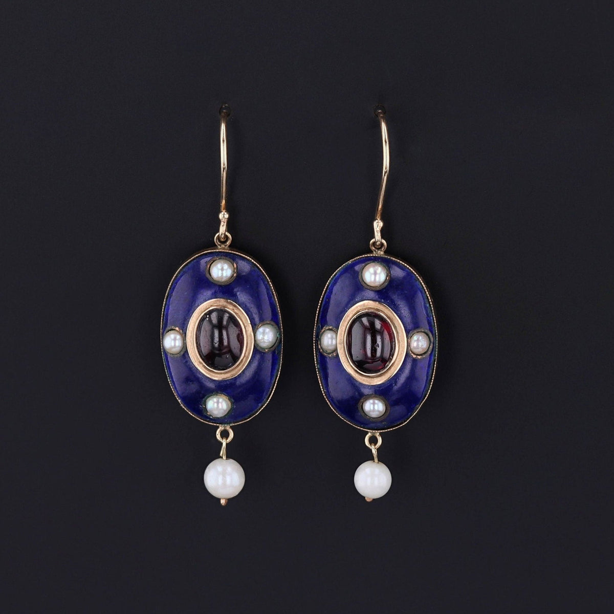 Antique Garnet Earrings | Victorian Earrings - Trademark Antiques