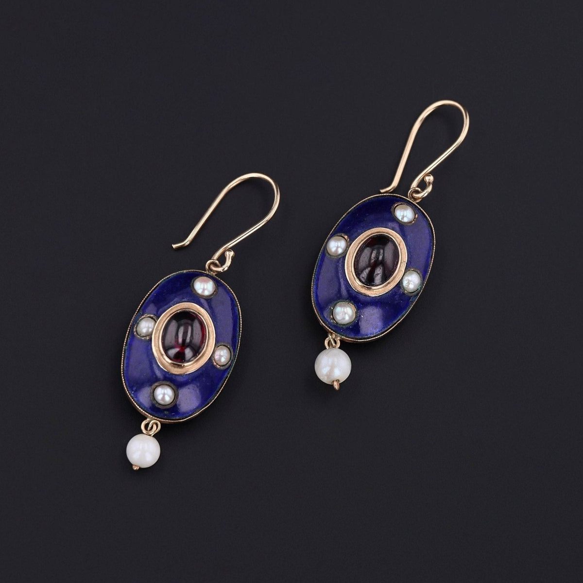 Antique Garnet Earrings | Victorian Earrings - Trademark Antiques