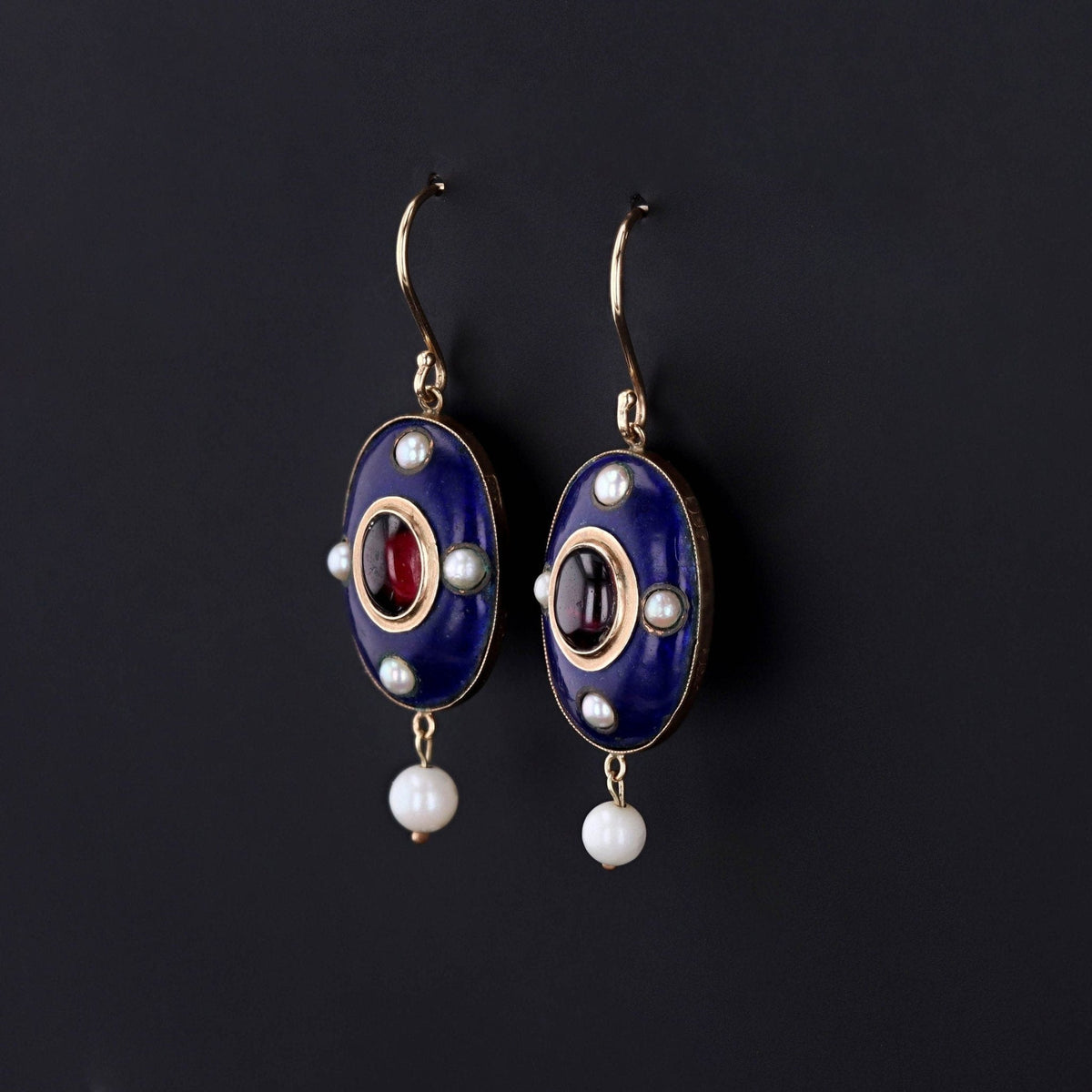 Antique Garnet Earrings | Victorian Earrings - Trademark Antiques