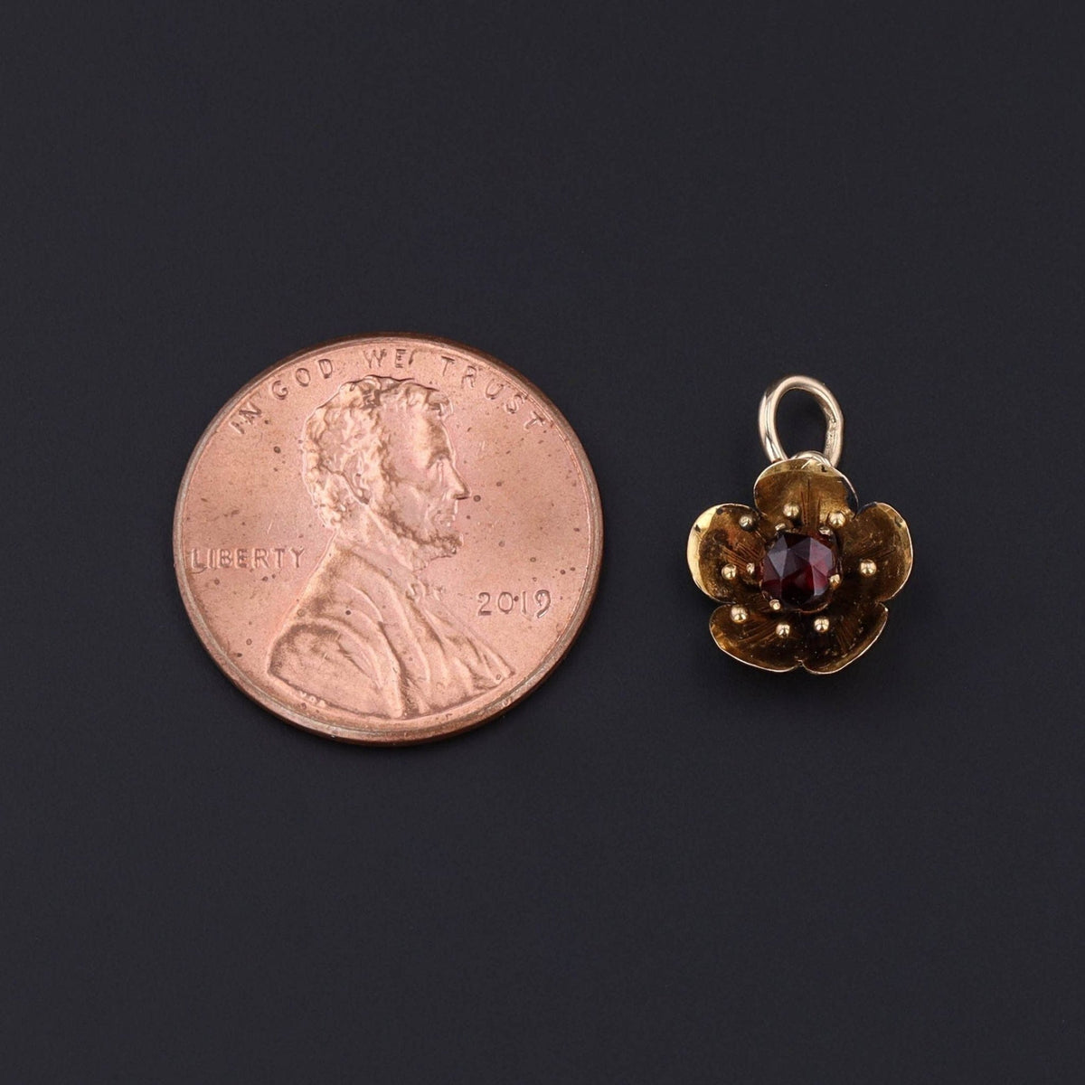 Antique Garnet Flower Conversion Charm of 14k Gold - Trademark Antiques