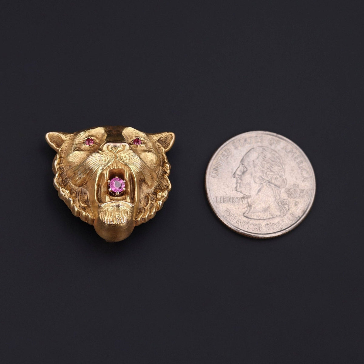 Antique Garnet Lion Brooch of 14k Gold - Trademark Antiques