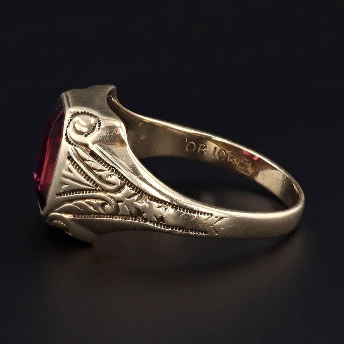Antique Garnet Ring | 10k Gold and Garnet Ring by Ostby &amp; Barton - Trademark Antiques