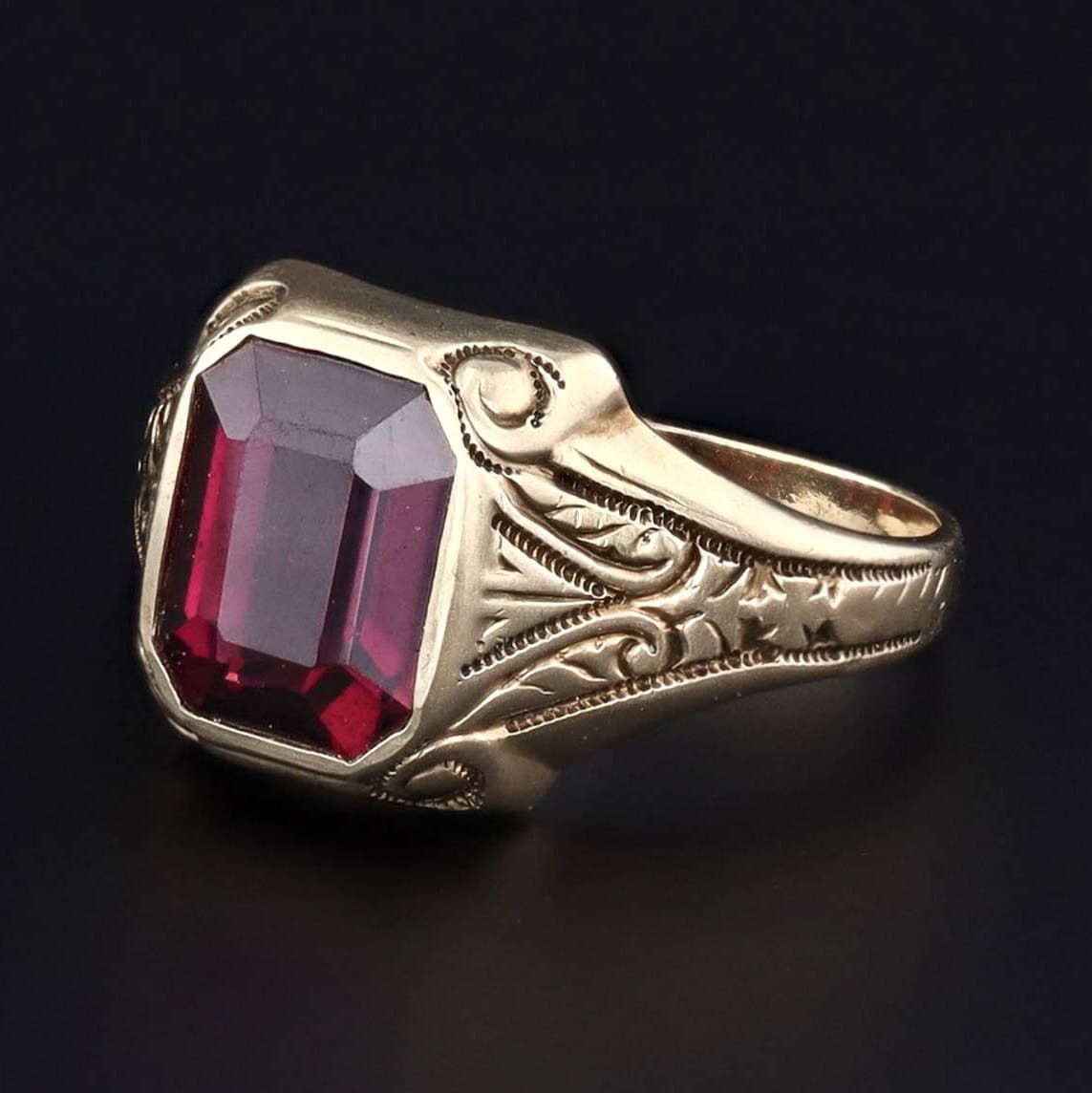 Antique Garnet Ring | 10k Gold and Garnet Ring by Ostby &amp; Barton - Trademark Antiques