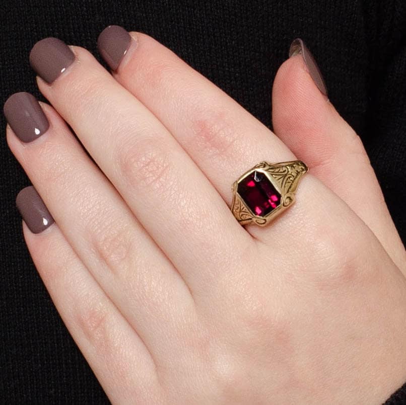 Antique Garnet Ring | 10k Gold and Garnet Ring by Ostby &amp; Barton - Trademark Antiques