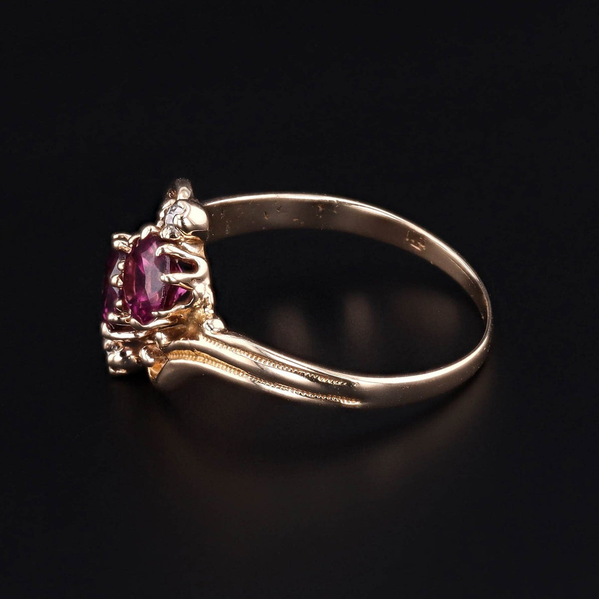 Antique Garnet Ring | 14k Gold Almandine Garnet &amp; Diamond Ring - Trademark Antiques