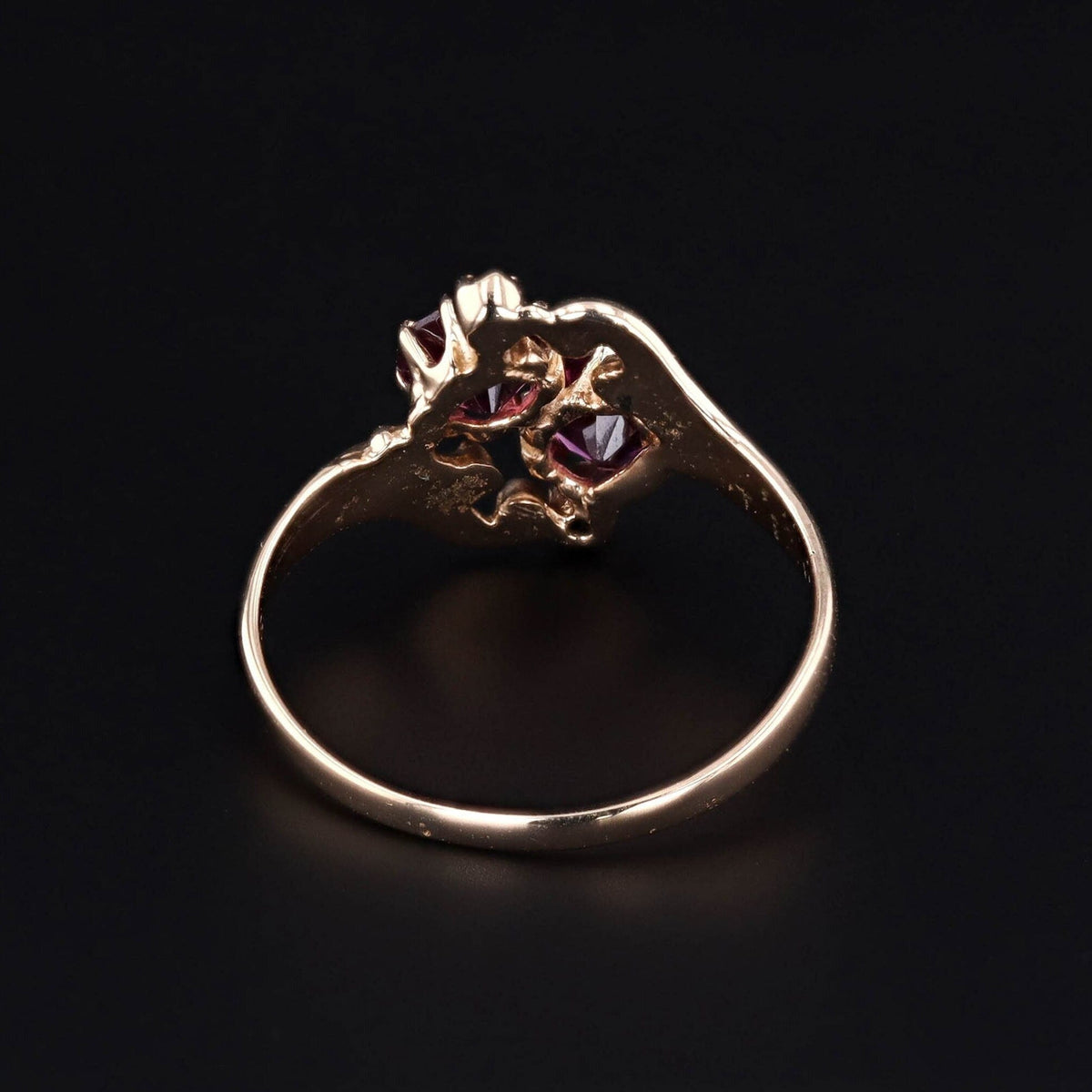 Antique Garnet Ring | 14k Gold Almandine Garnet &amp; Diamond Ring - Trademark Antiques