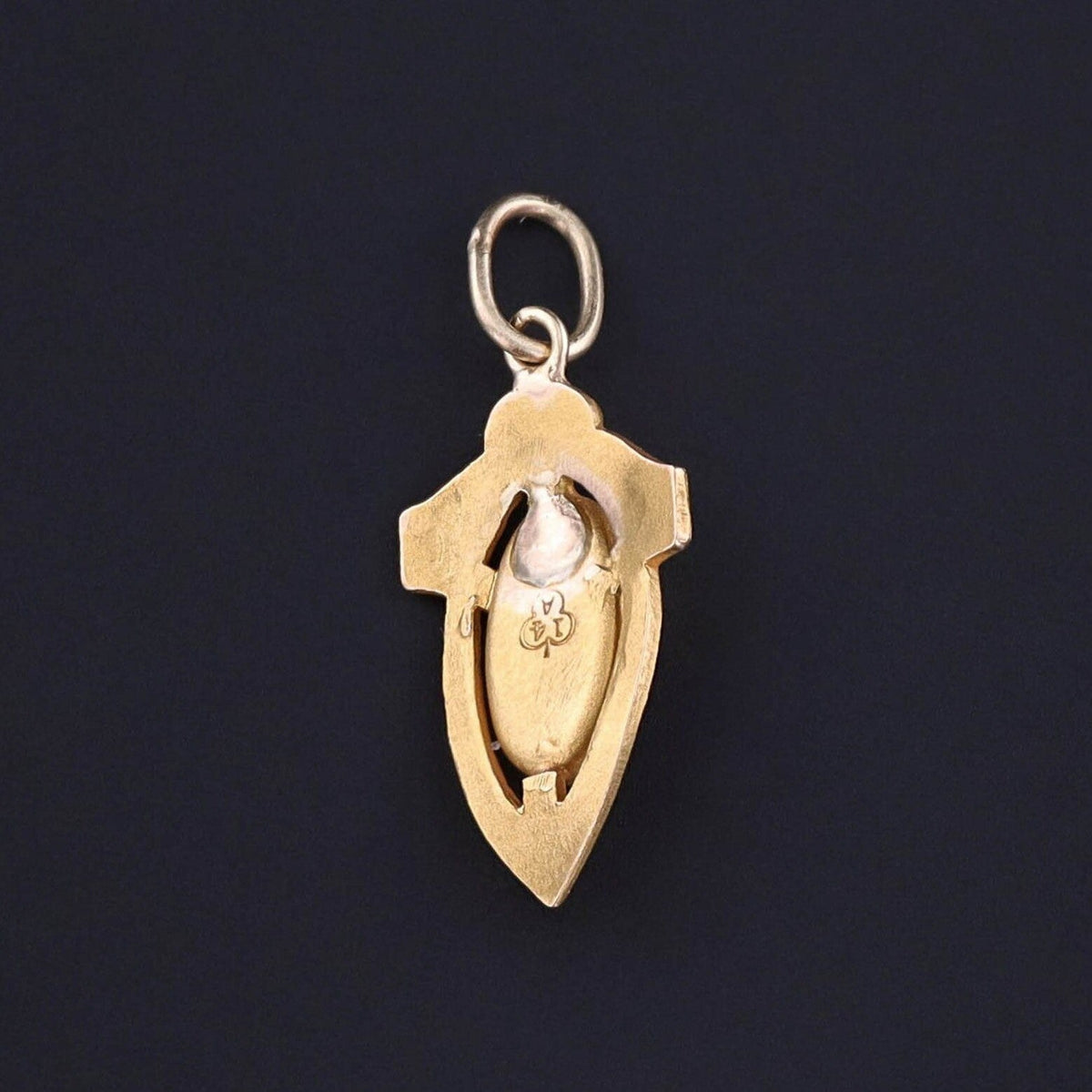 Antique Garnet Shield Charm of 14k Gold - Trademark Antiques