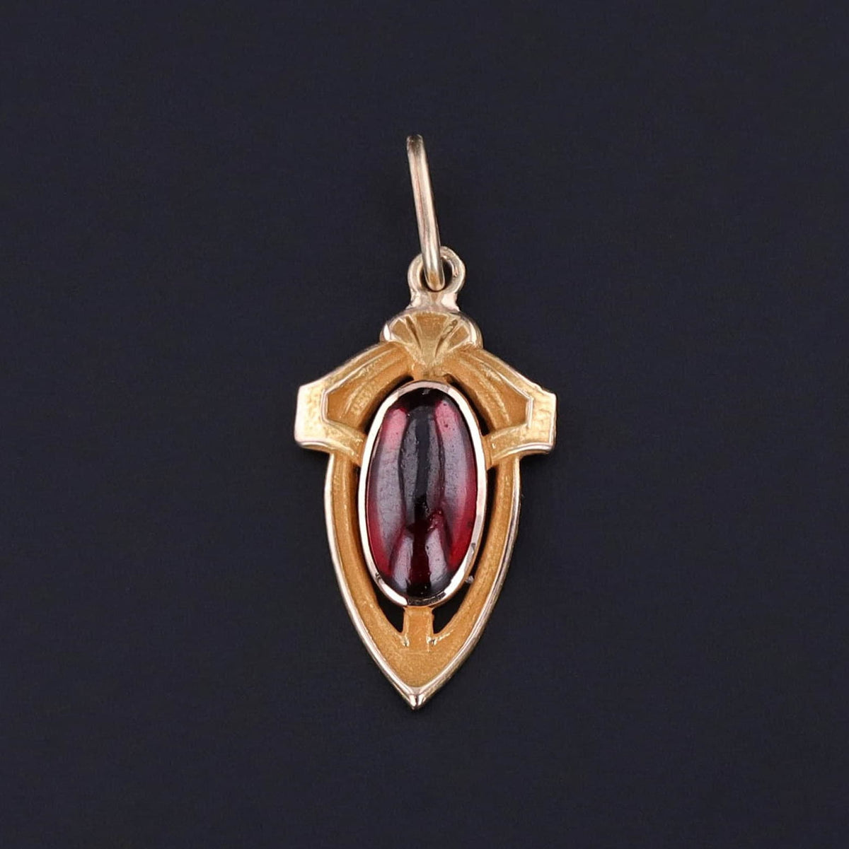 Antique Garnet Shield Charm of 14k Gold - Trademark Antiques