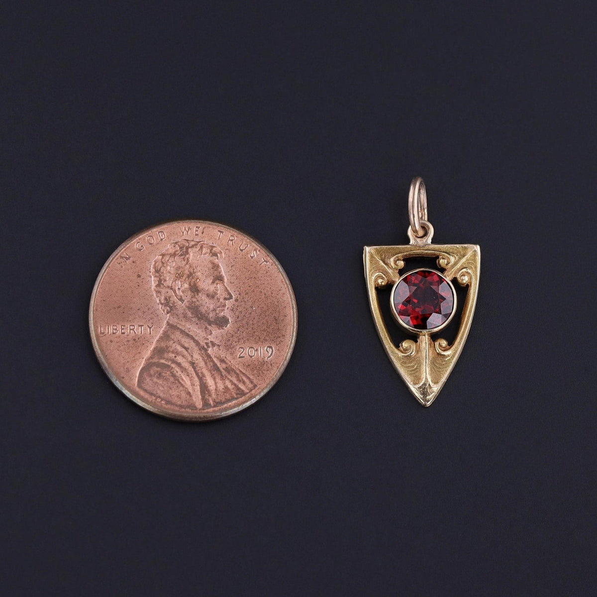 Antique Garnet Shield of 14k Gold - Trademark Antiques