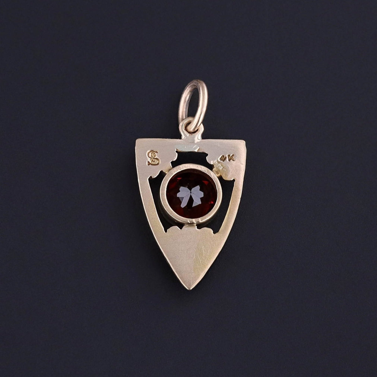 Antique Garnet Shield of 14k Gold - Trademark Antiques