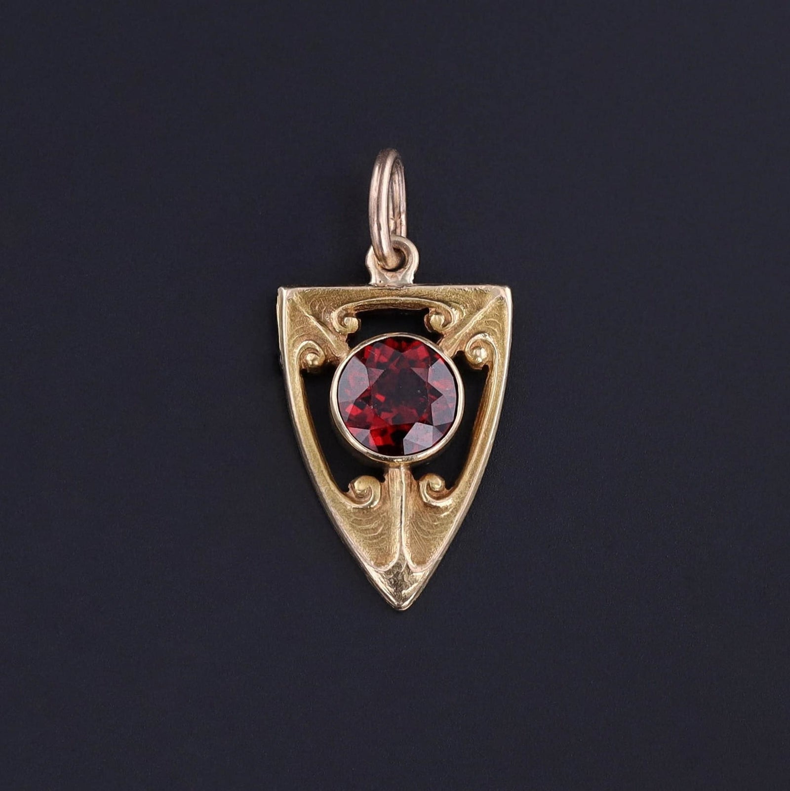 Antique Garnet Shield of 14k Gold - Trademark Antiques