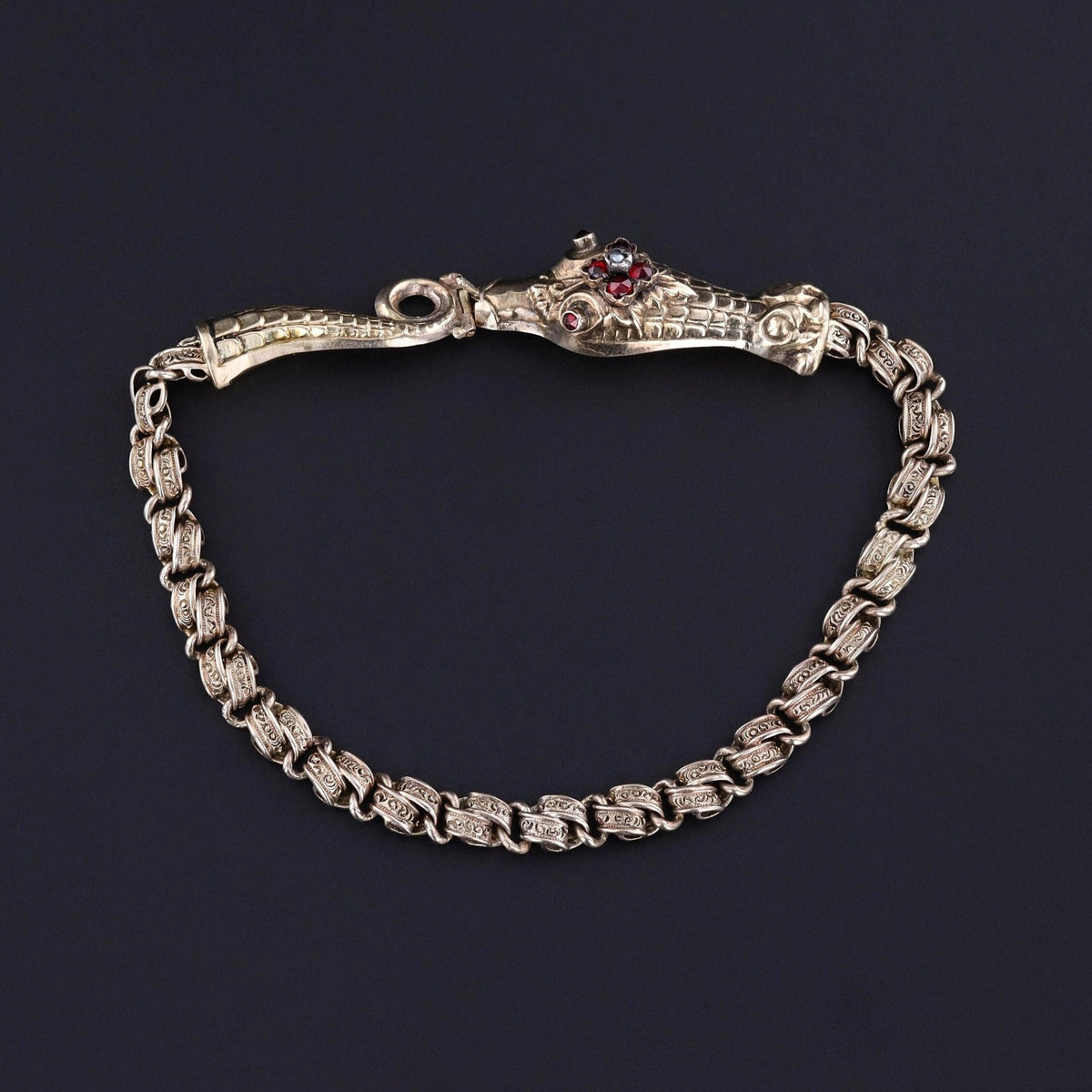Antique Garnet Snake Bracelet of 14k &amp; 10k Gold - Trademark Antiques
