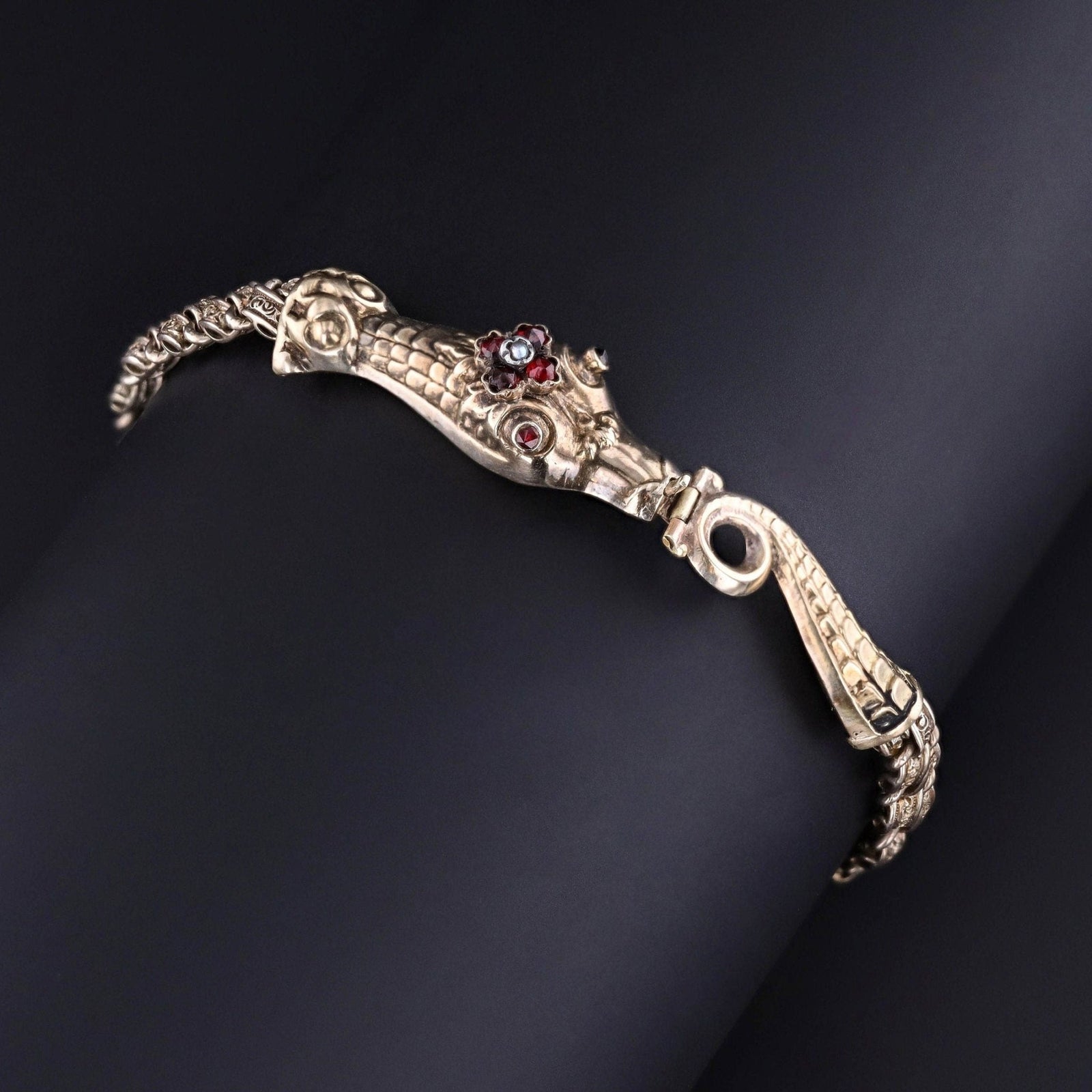 Antique Garnet Snake Bracelet of 14k & 10k Gold - Trademark Antiques