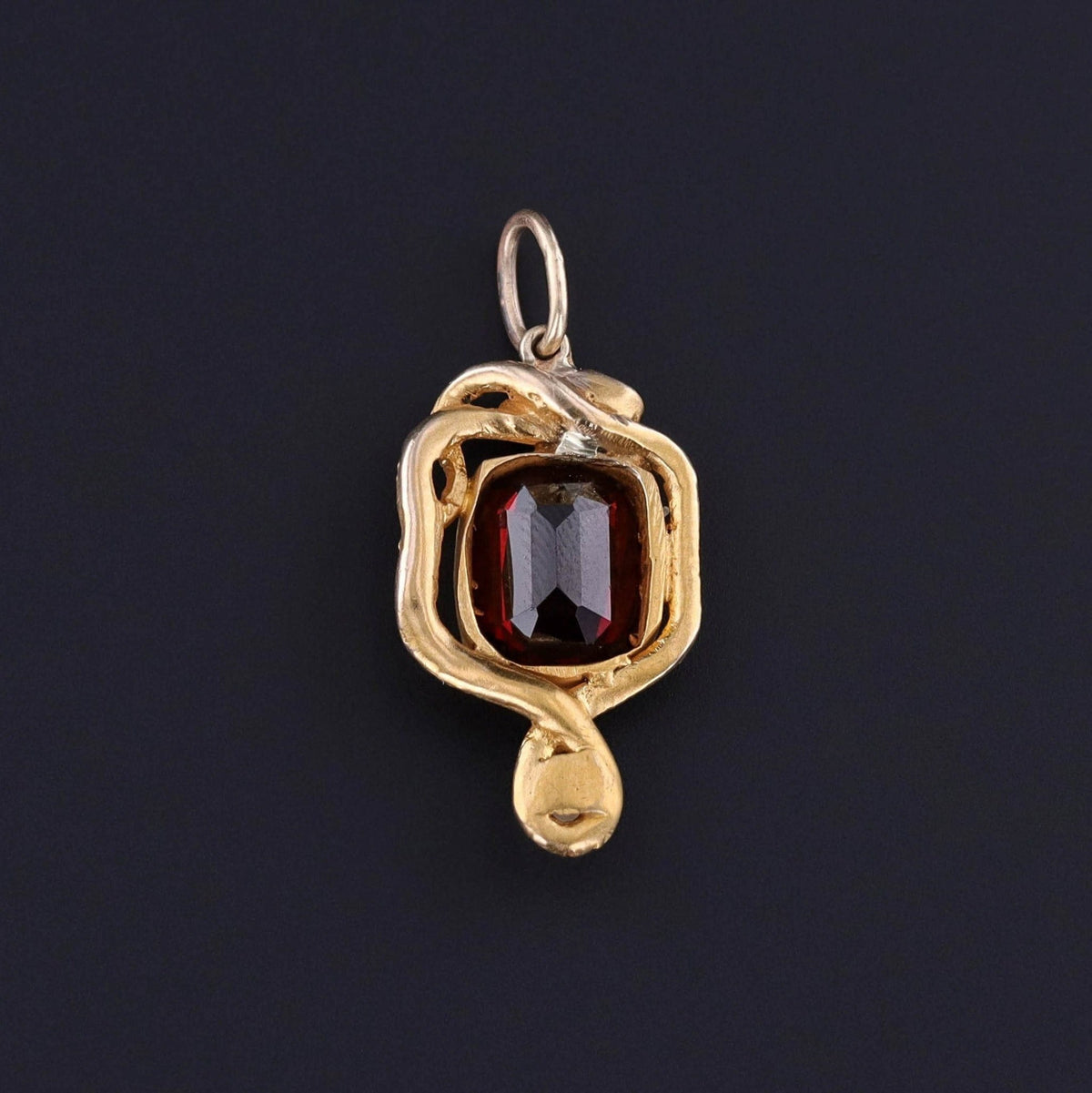 Antique Garnet Snake Conversion Charm of 14k Gold - Trademark Antiques