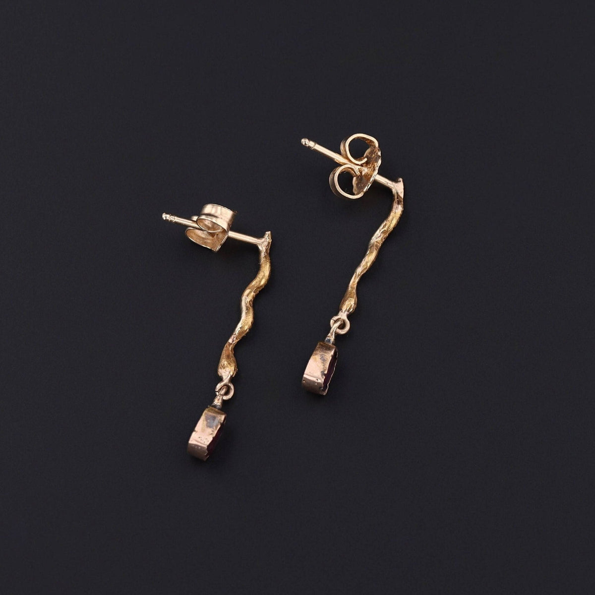 Antique Garnet Snake Conversion Earrings of 14k Gold - Trademark Antiques