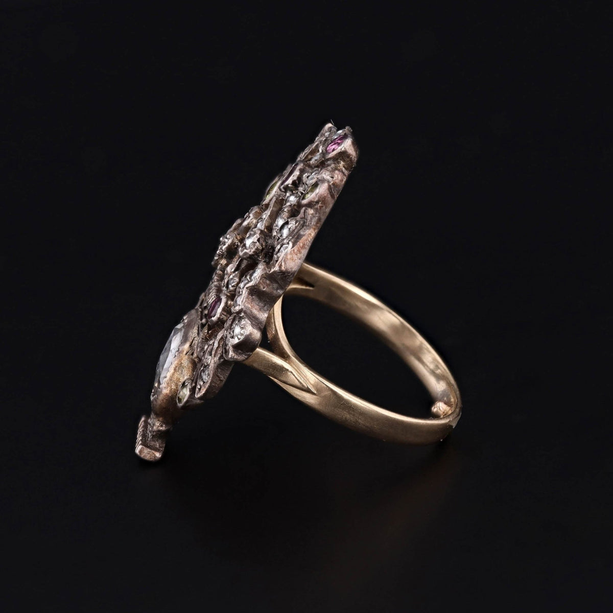 Antique Gemstone and Diamond Giardinetti Conversion Ring - Trademark Antiques