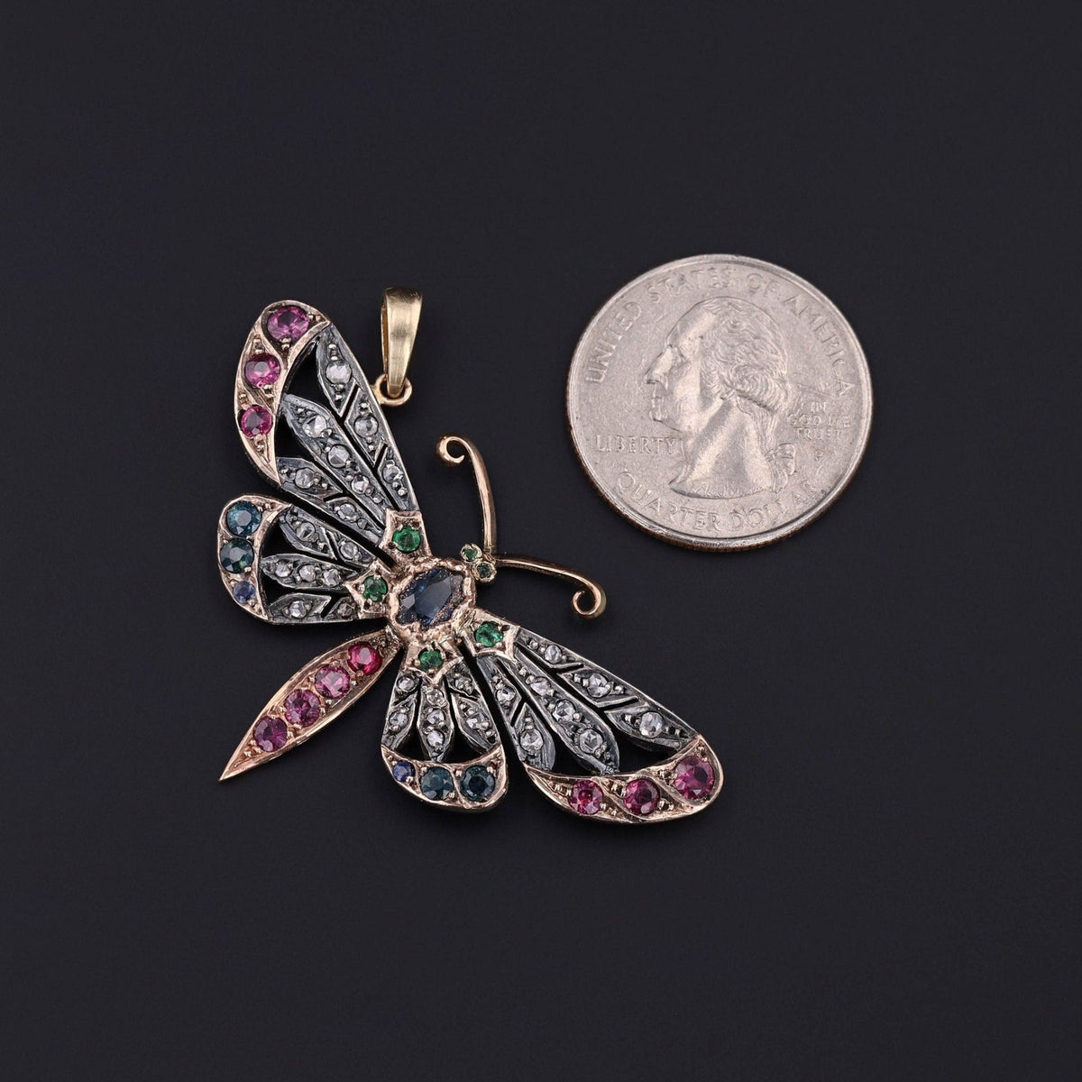 Antique Gemstone Butterfly Conversion Pendant - Trademark Antiques