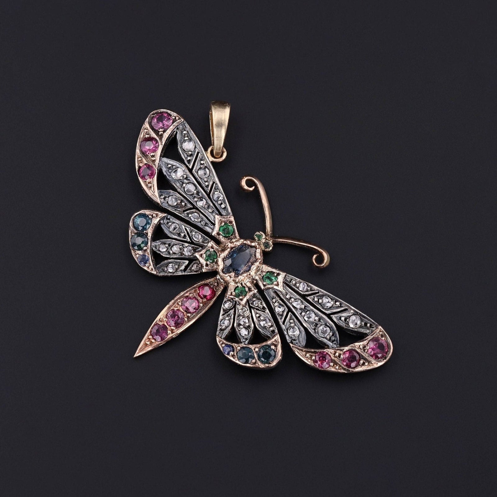 Antique Gemstone Butterfly Conversion Pendant - Trademark Antiques