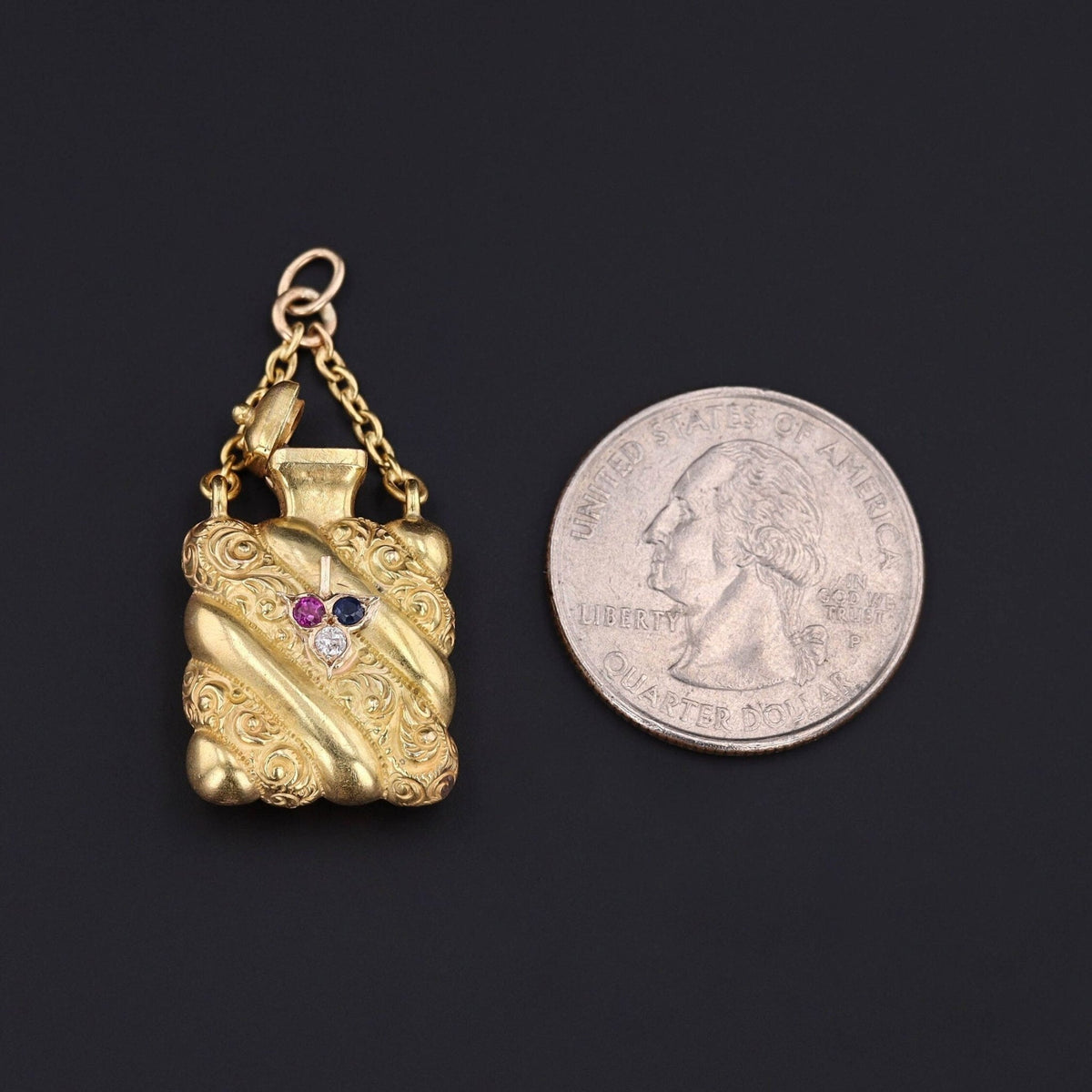Antique Gemstone Perfume Charm of 14k Gold - Trademark Antiques