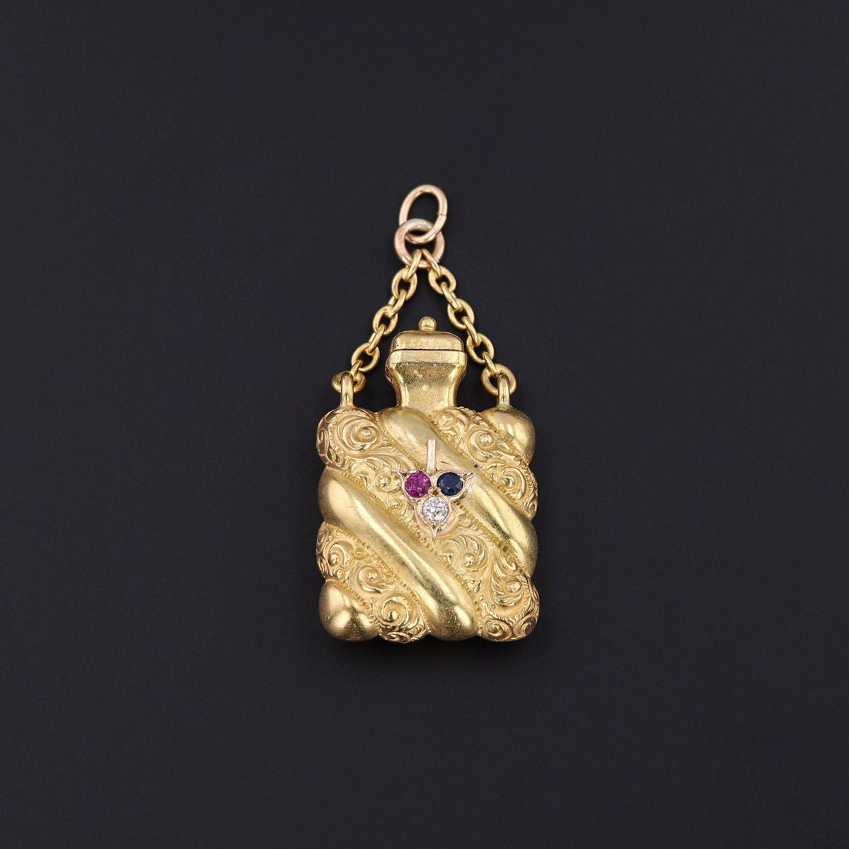 Antique Gemstone Perfume Charm of 14k Gold - Trademark Antiques