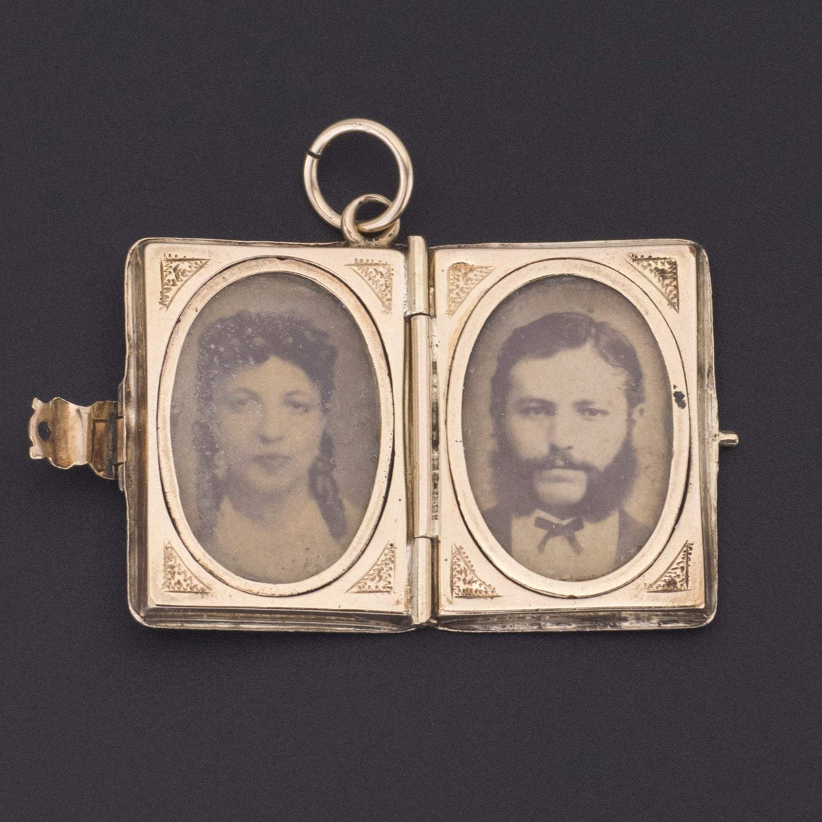 Antique Gold and Enamel Book Locket | 14k Gold Locket - Trademark Antiques