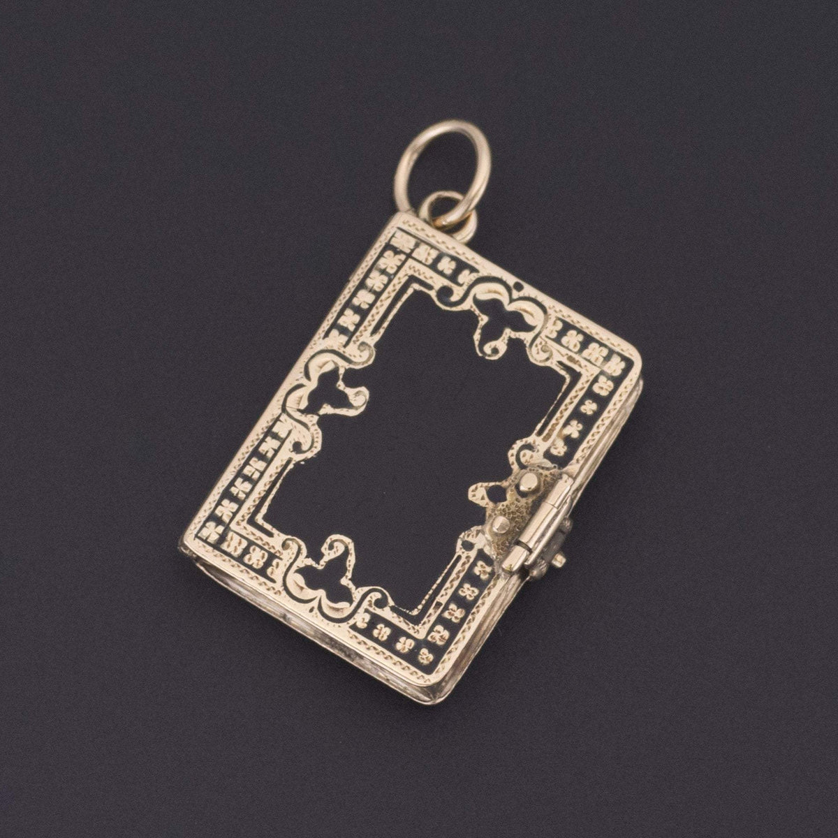 Antique Gold and Enamel Book Locket | 14k Gold Locket - Trademark Antiques