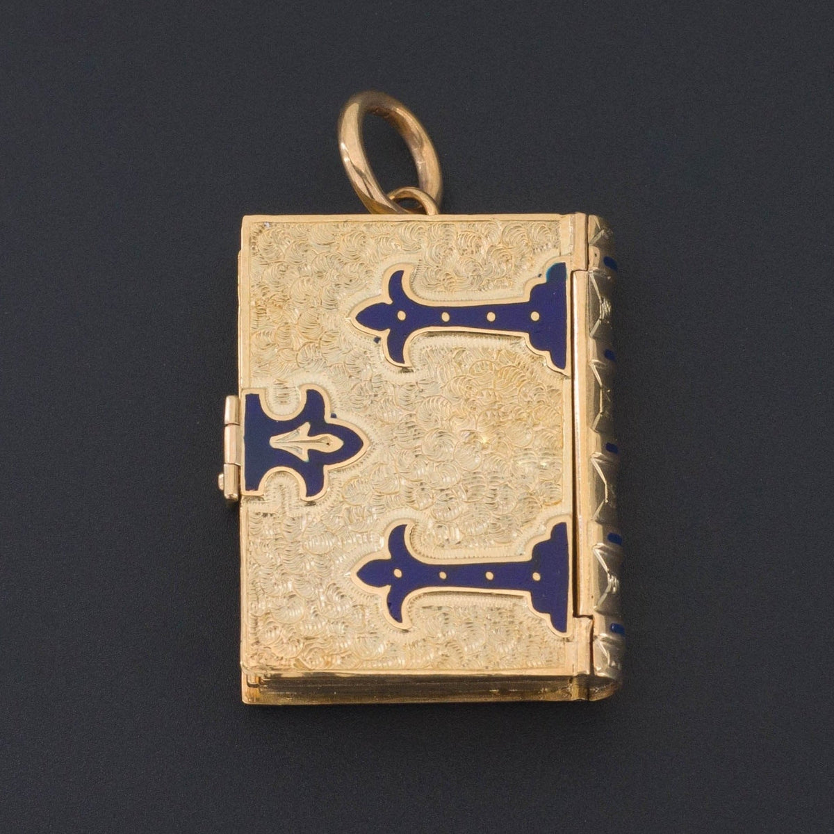 Antique Gold and Enamel Book Locket | 14k Gold Locket - Trademark Antiques