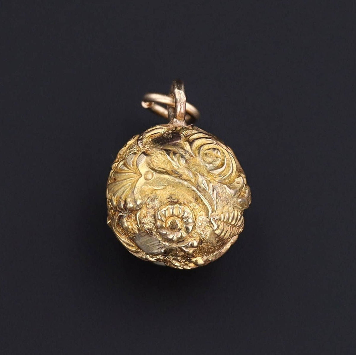 Antique Gold Charm or Pendant | Ball or Orb Charm - Trademark Antiques