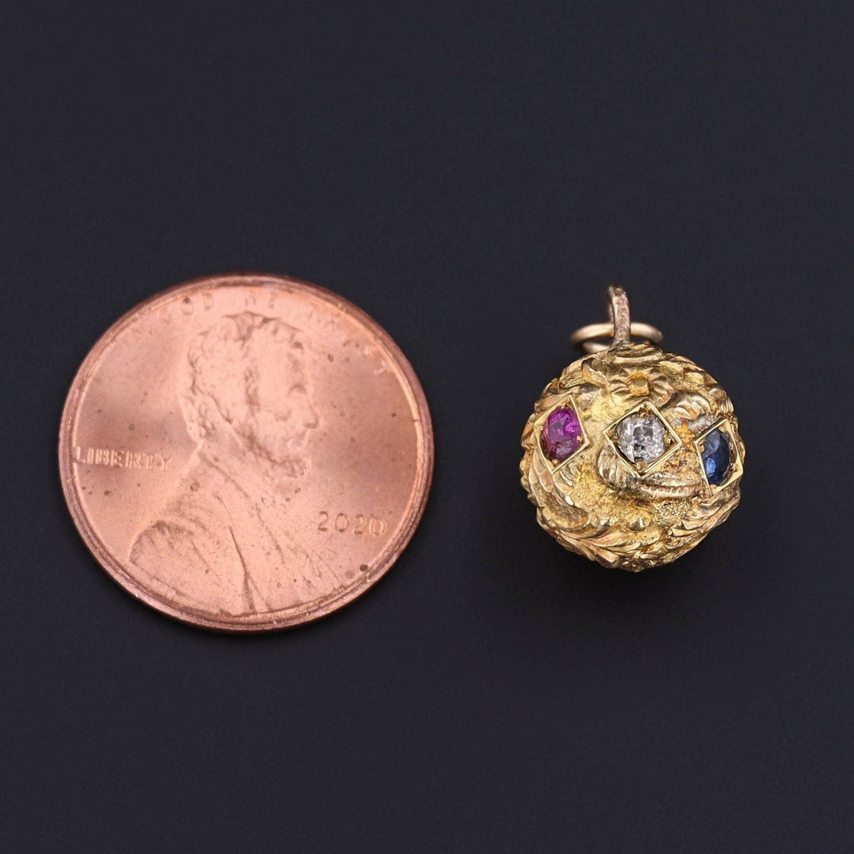 Antique Gold Charm or Pendant | Ball or Orb Charm - Trademark Antiques