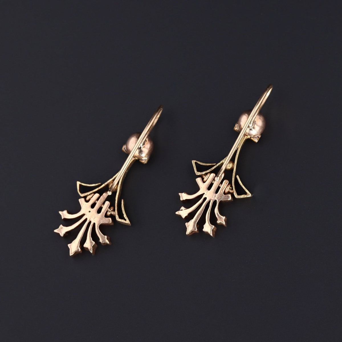 Antique Gold Earrings | 14k Gold Victorian Earrings - Trademark Antiques