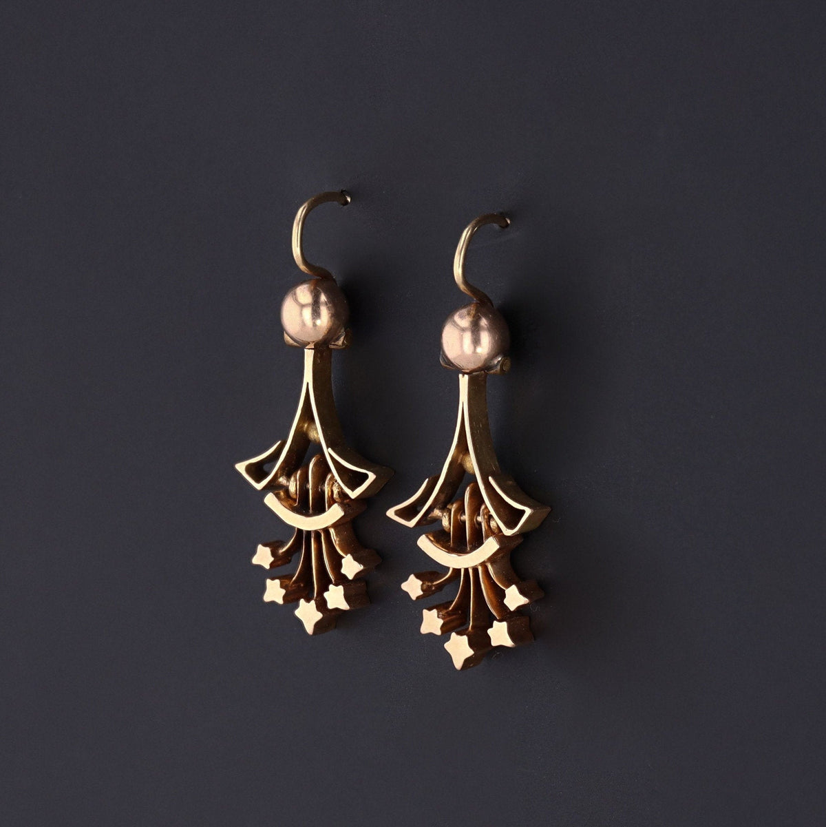 Antique Gold Earrings | 14k Gold Victorian Earrings - Trademark Antiques