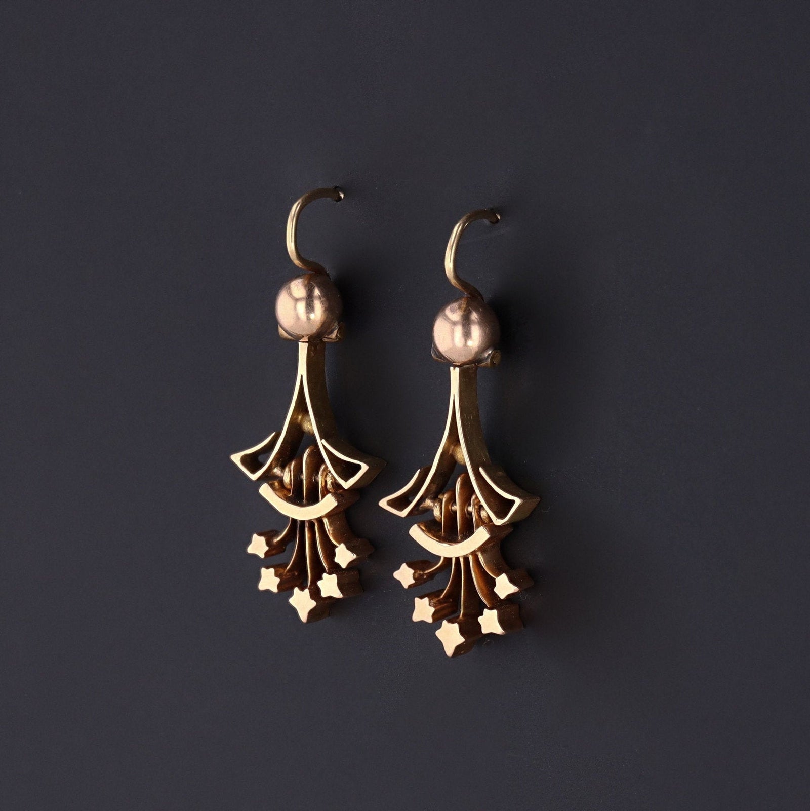 Antique Gold Earrings | 14k Gold Victorian Earrings - Trademark Antiques