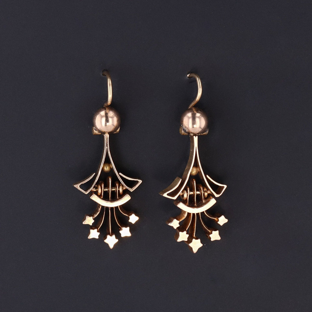 Antique Gold Earrings | 14k Gold Victorian Earrings - Trademark Antiques