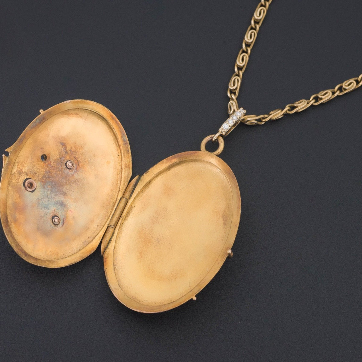 Antique Gold &amp; Enamel Locket | Art Nouveau Bird Locket - Trademark Antiques