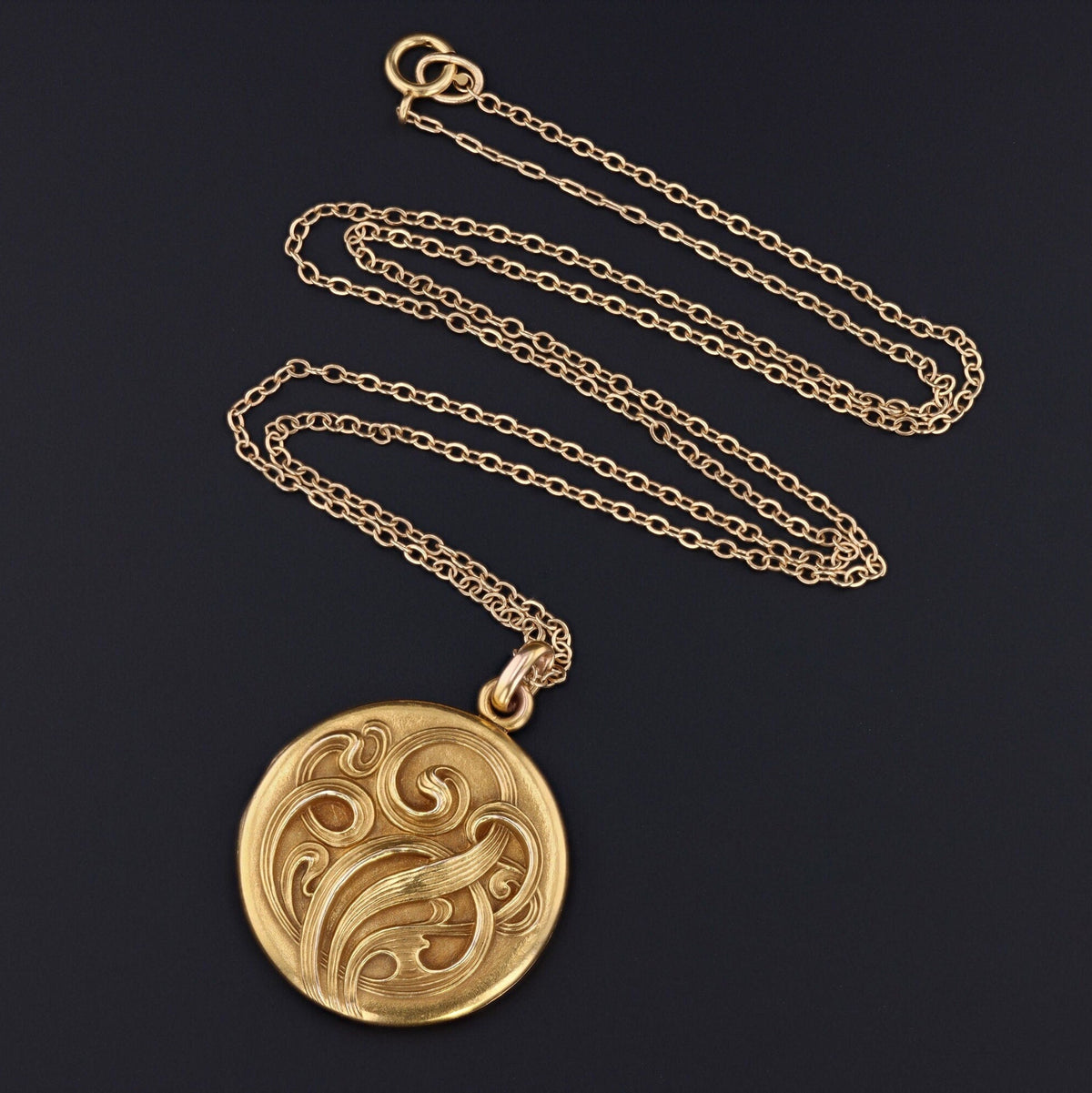 Antique Gold Locket | Art Nouveau Locket - Trademark Antiques
