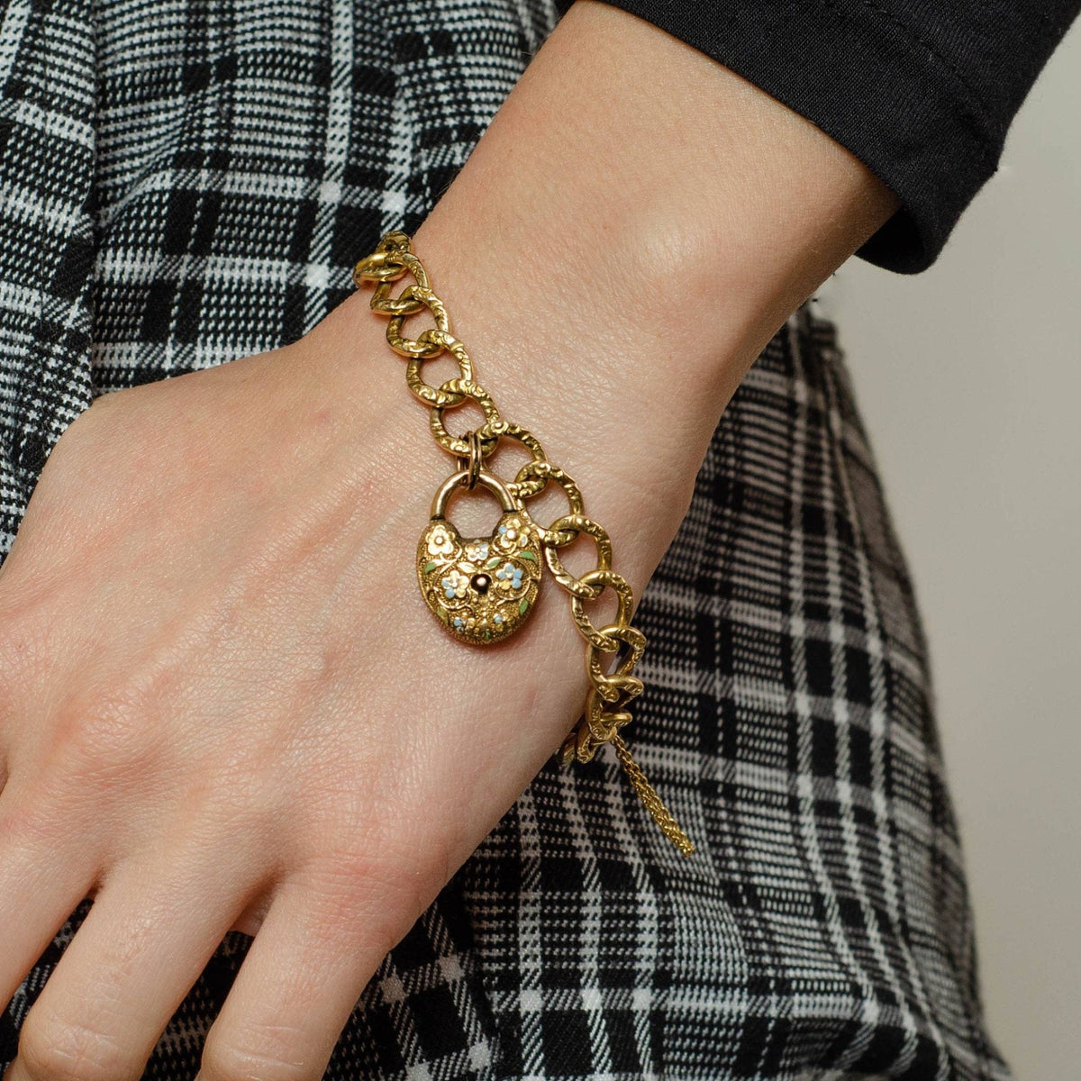 Antique Gold Padlock Bracelet | Antique Charm Bracelet - Trademark Antiques