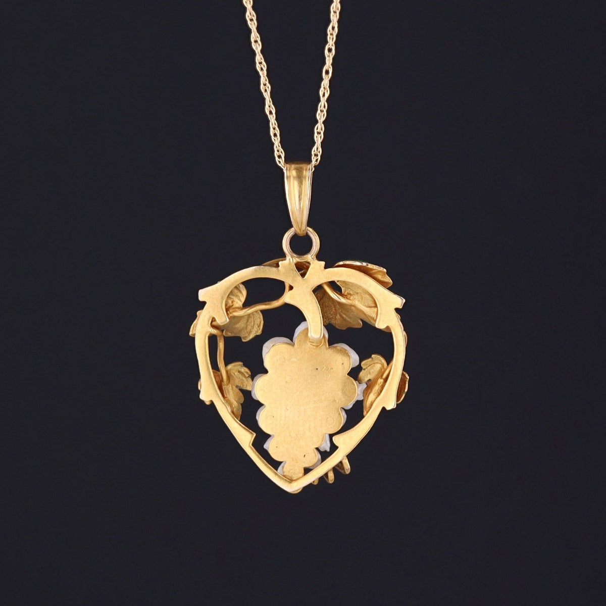 Antique Grapes Pendant | Antique Enamel and Pearl Pendant - Trademark Antiques
